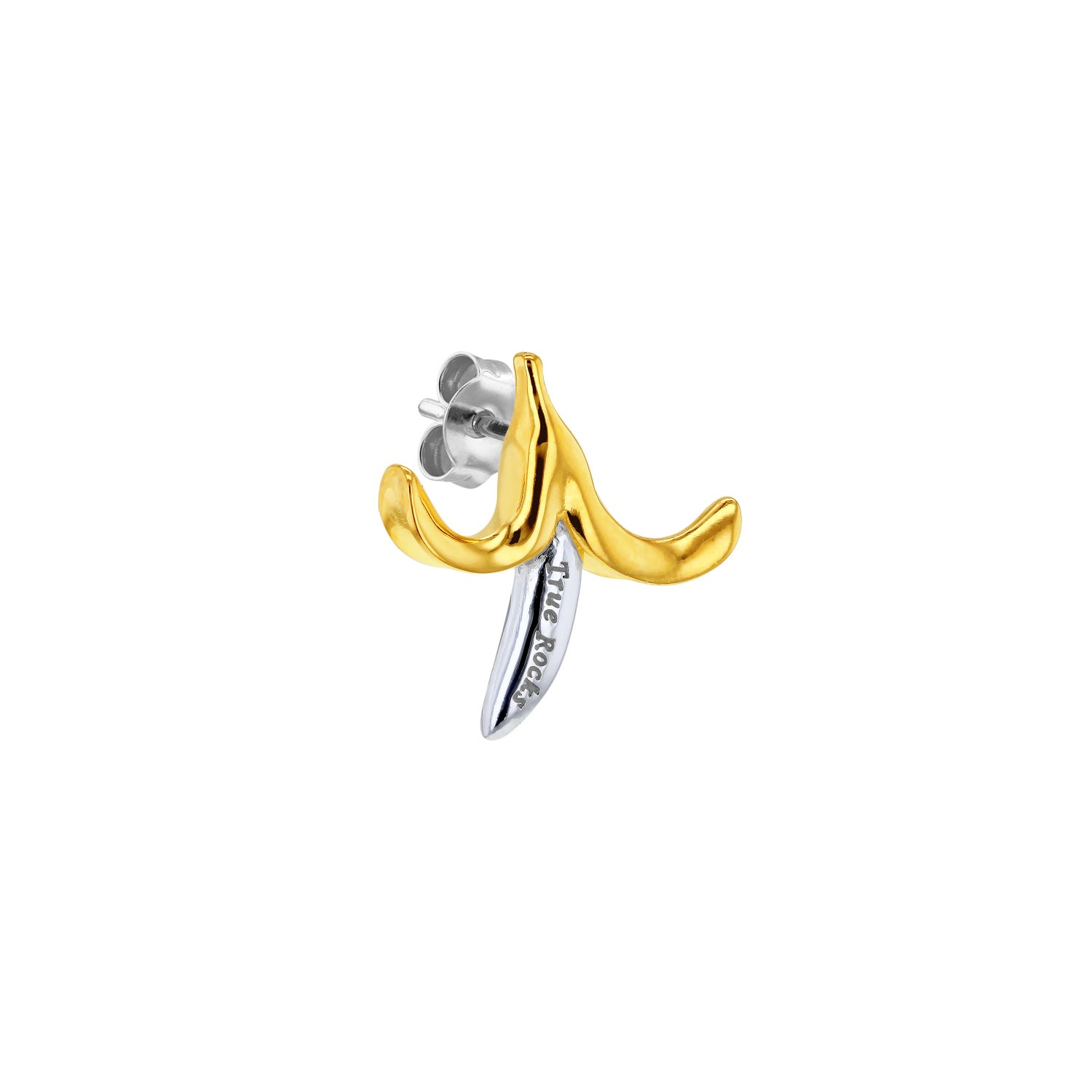 Women’s Silver / Gold Banana Stud Earring 2Tone Gold/Silver True Rocks