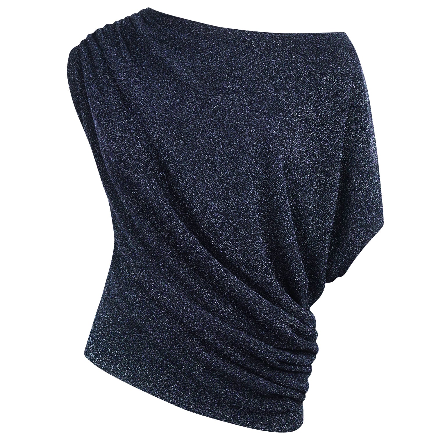 Me&thee Women's Blue Limitless Navy Lurex Drape Top In Blue