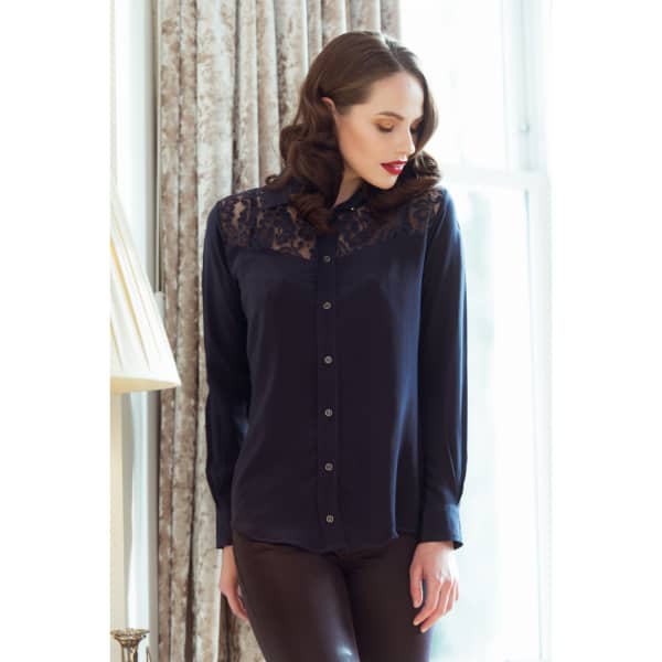 Gucci Midnight Blue Classic Silk Shirt In Silk