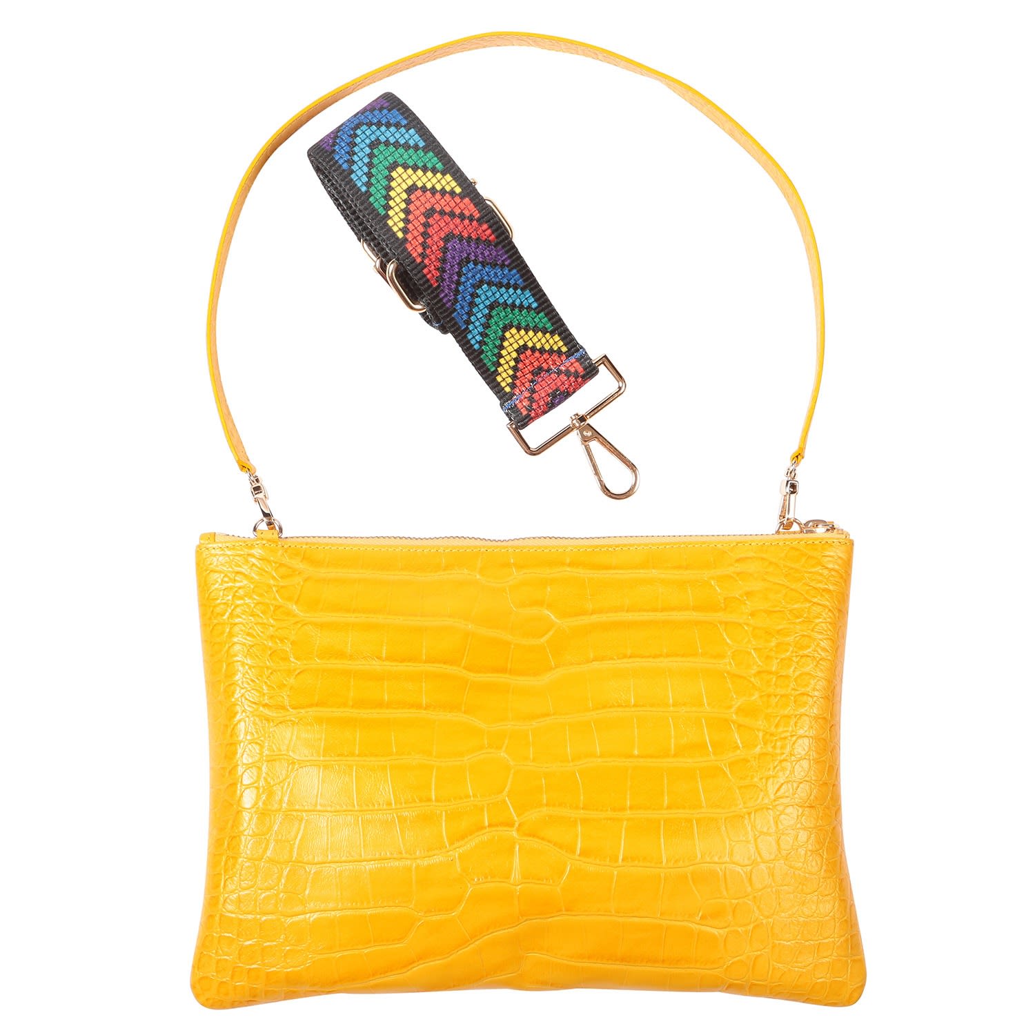 Sjw Bags London Women's Rainbow Croc-embossed Leather Bag In Yellow In Yellow