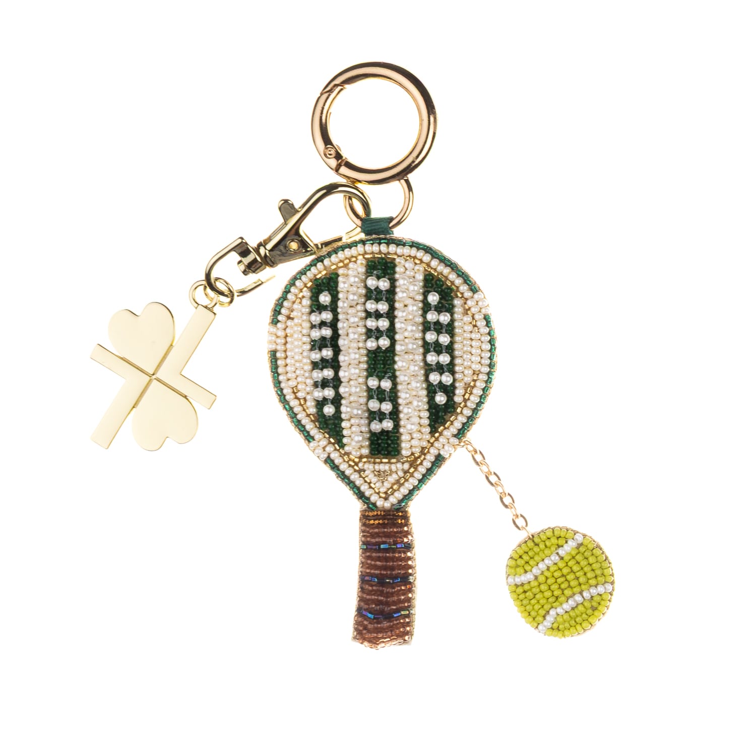 Women's Green / White / Brown Padel Club Hand-Beaded Bag Charm | Laines London