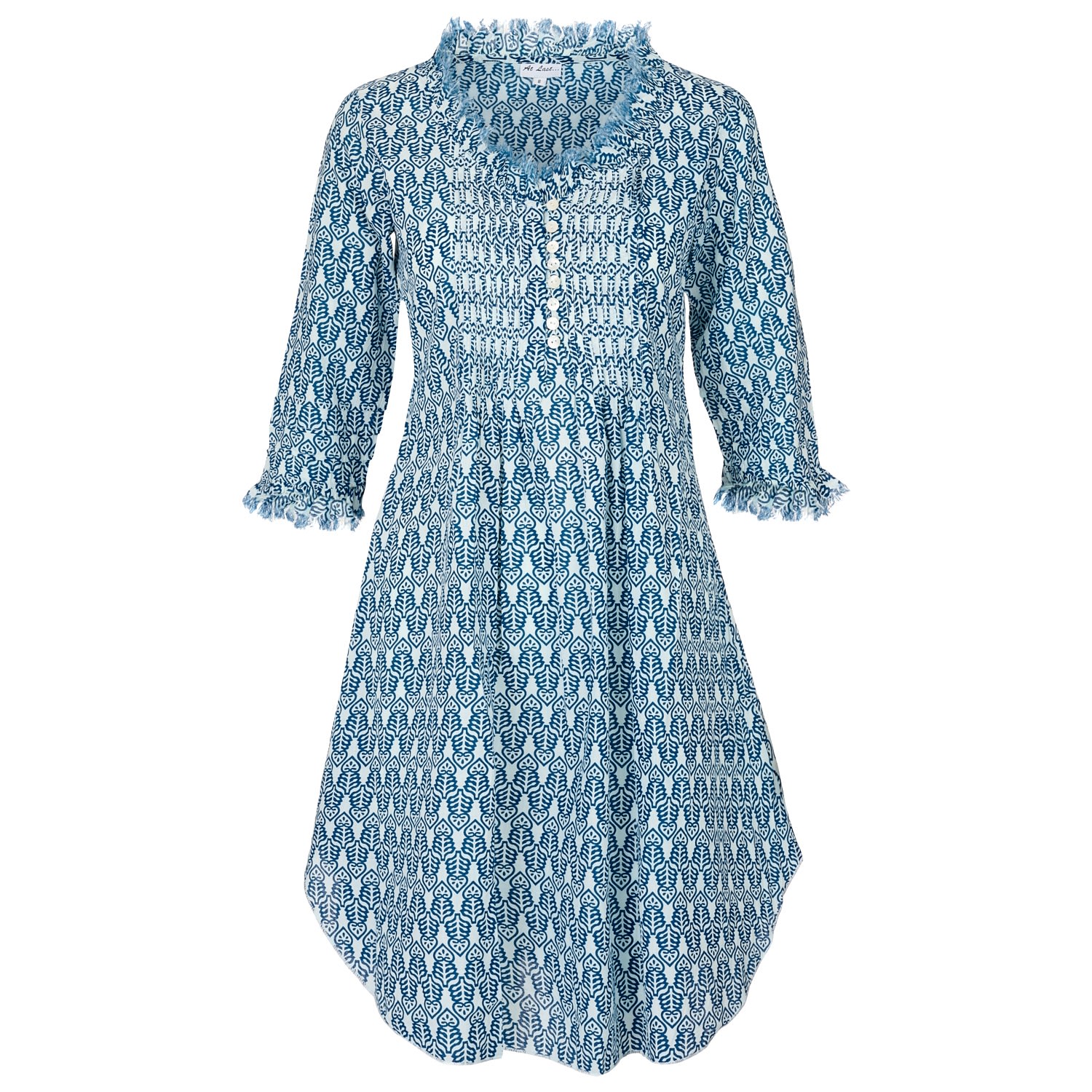 Women’s Blue Annabel Cotton Tunic In Fresh Navy & White Small At Last...