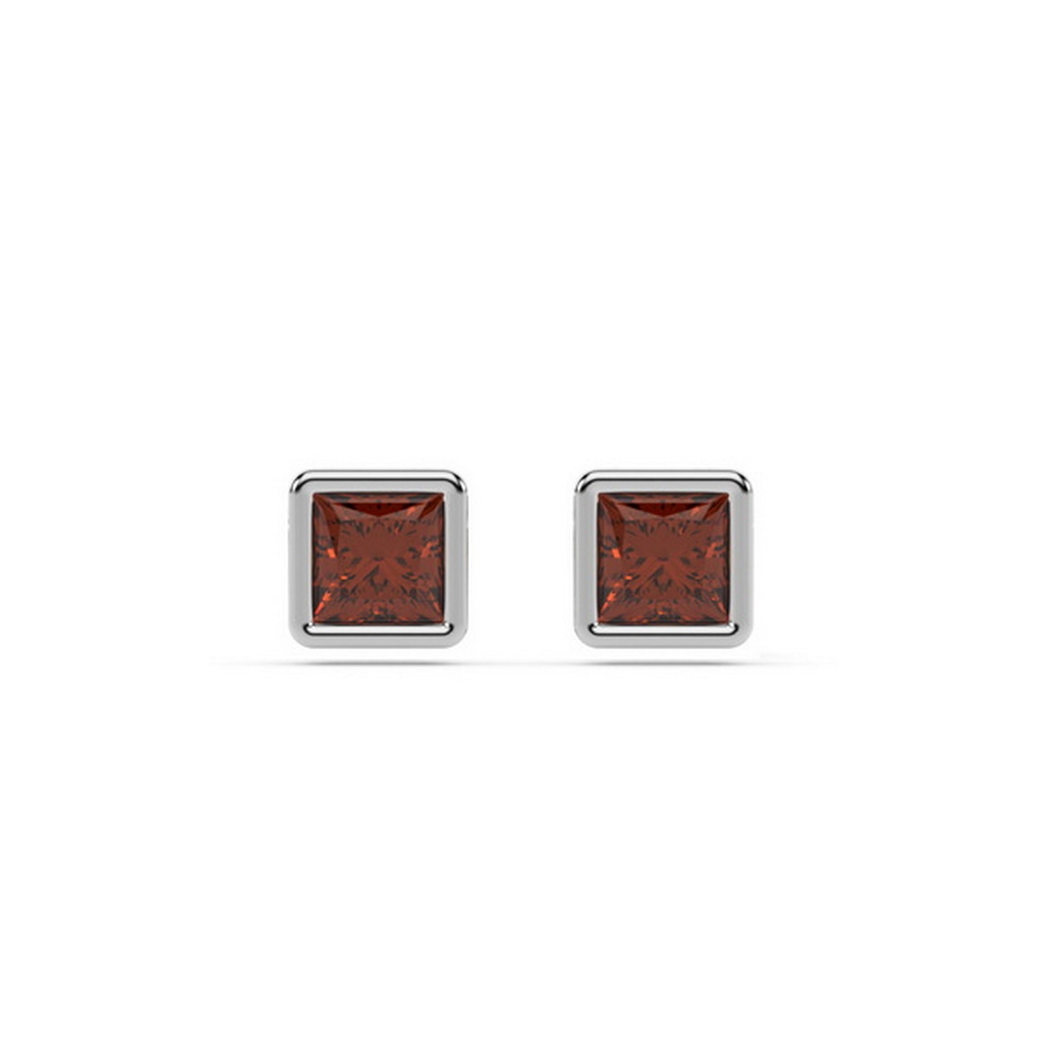Oni Fine Jewelry Women's Silver Garnet Square Stud In Silver