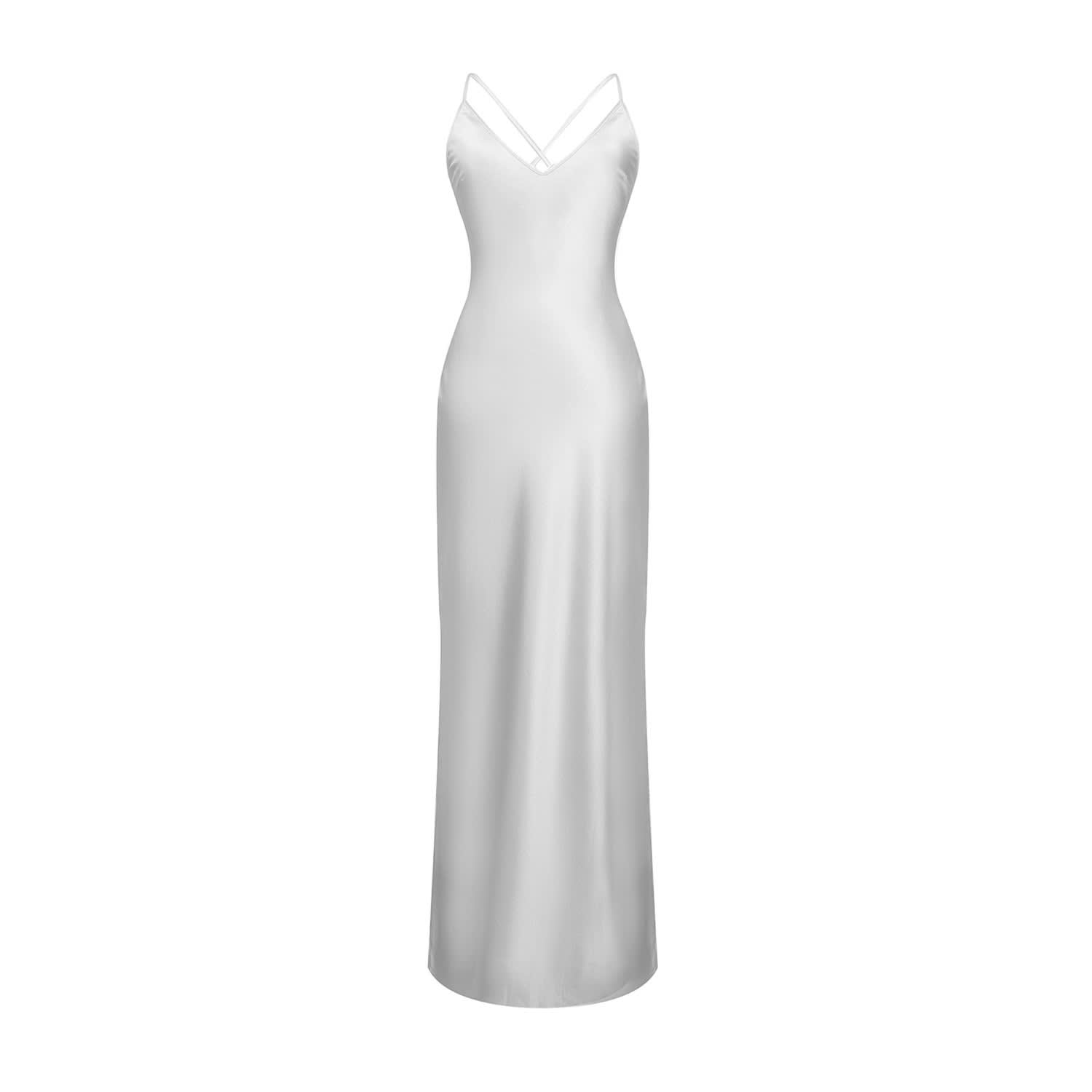 Silk Long Dress In White by Incantevole Milano