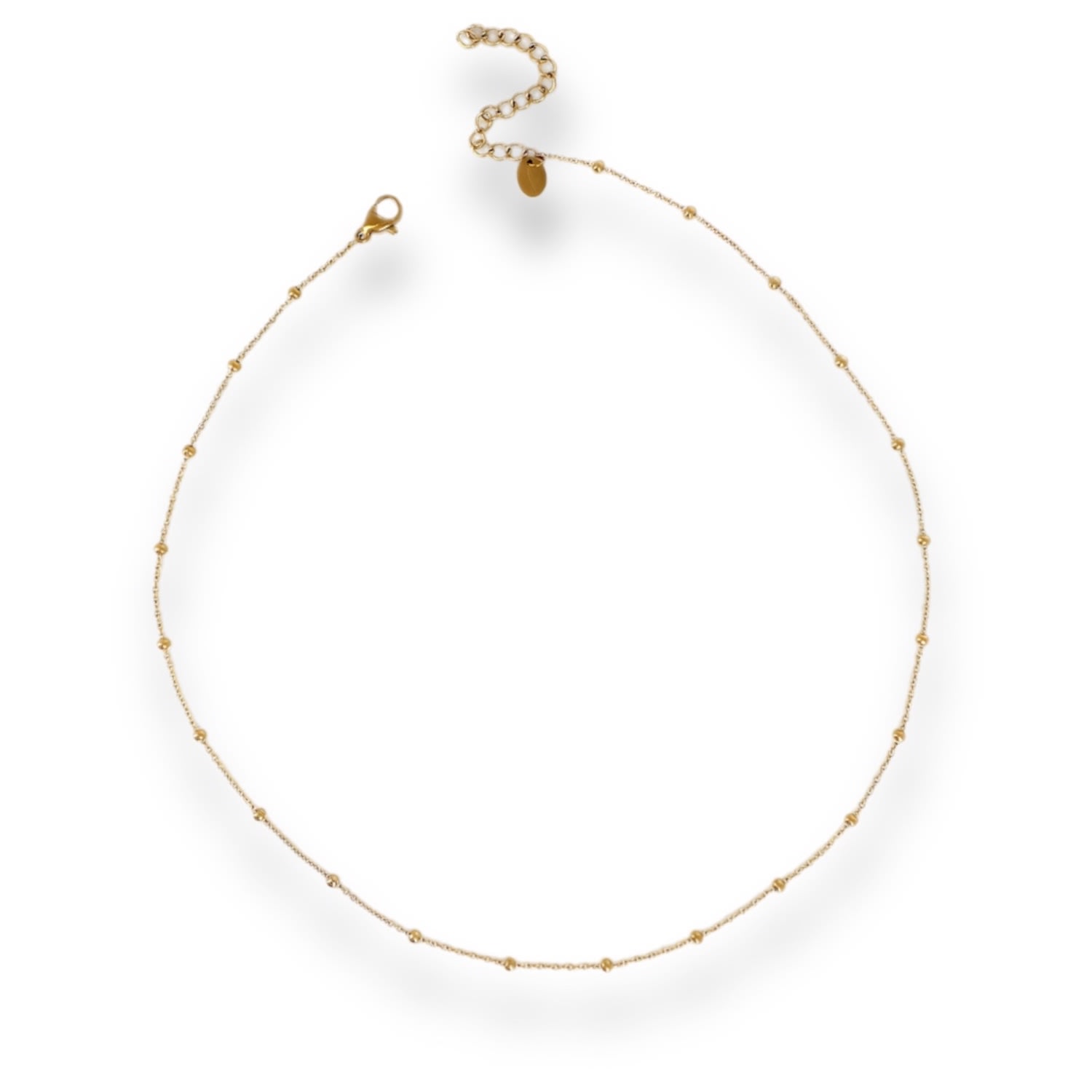 Women’s The Liane Dainty Beaded Chain Tarnish Free Gold Adjustable Length Necklace Mink & Ivy