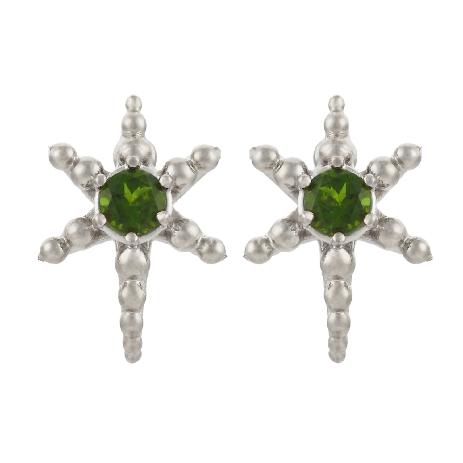 Zoe And Morgan Women's Green / Silver Devi Earring Silver Chrome Diopside