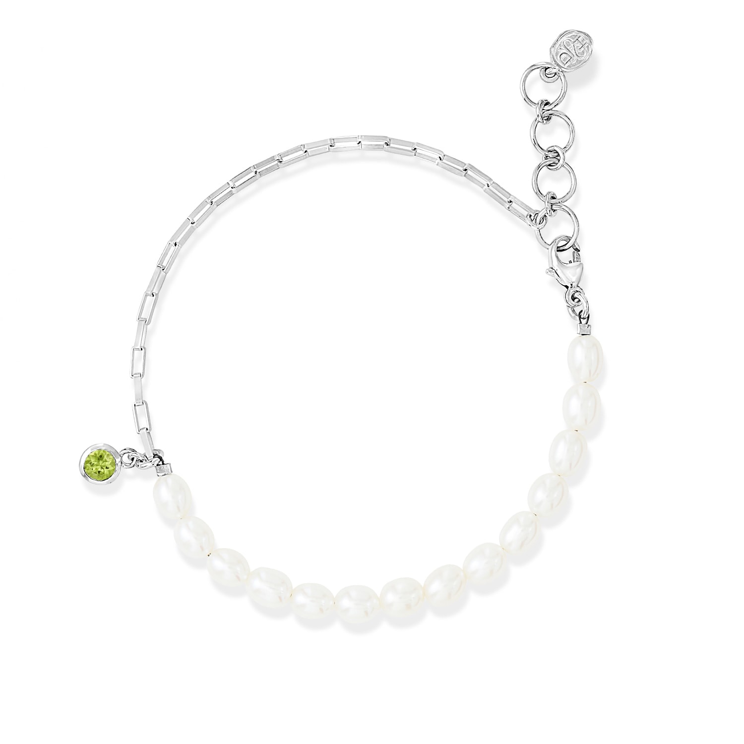 Dower & Hall Women's Luna White Pearl, Chain & Aquamarine Drop Bracelet In Sterling Silver In Silver