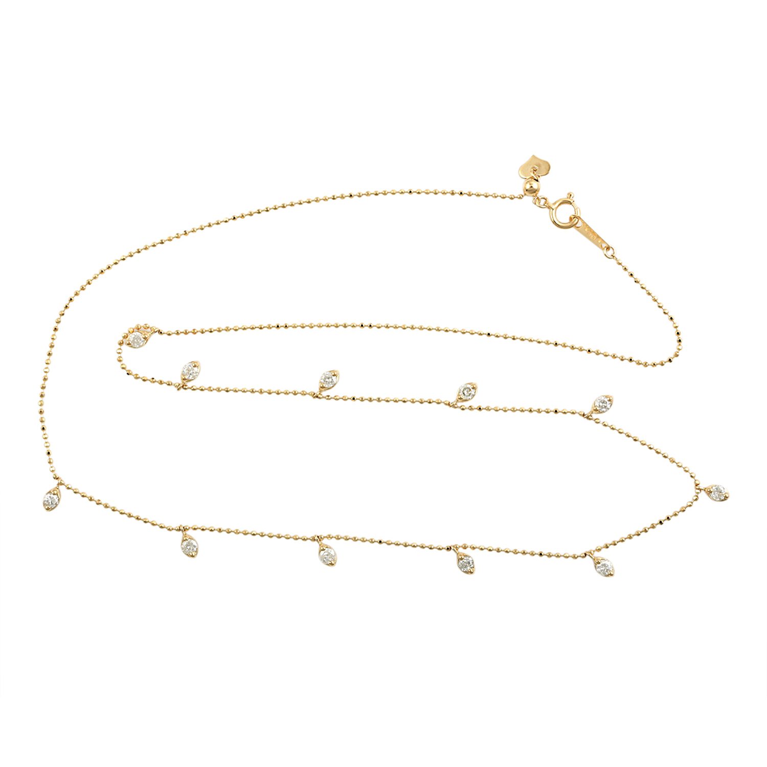 Artisan Women's Gold / White Natural Diamond Beaded Princess Necklace In Yellow Gold
