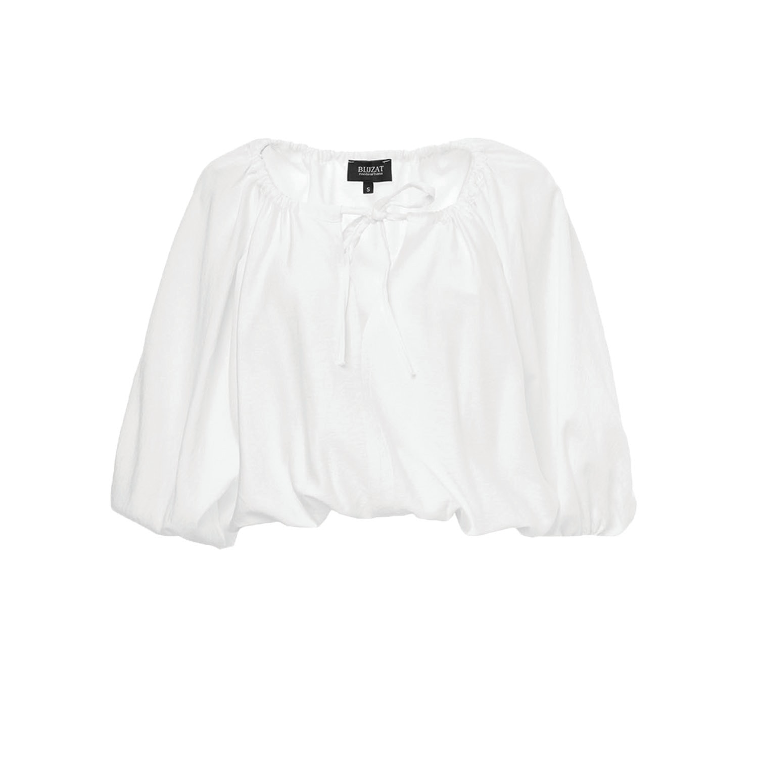 Bluzat Women's White Linen Flowy Blouse In White