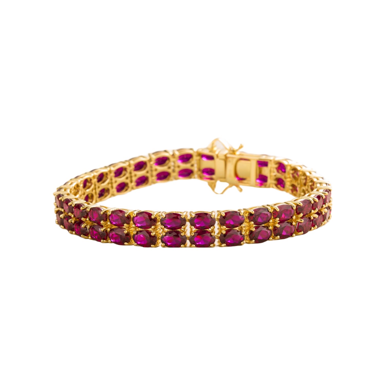 Women’s Gold / Red Salto Double Tennis Bracelet In Ruby Juvetti