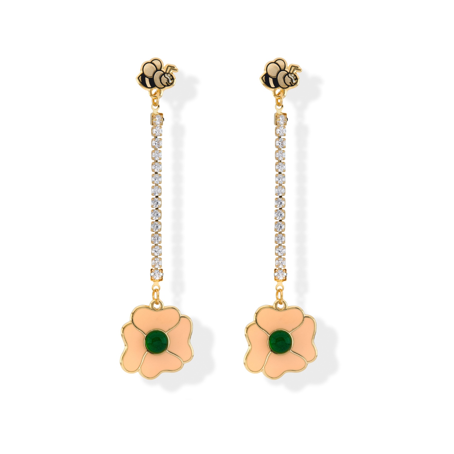 Women’s Gold Flower Bee Statement Earrings Milk Tooth Ldn