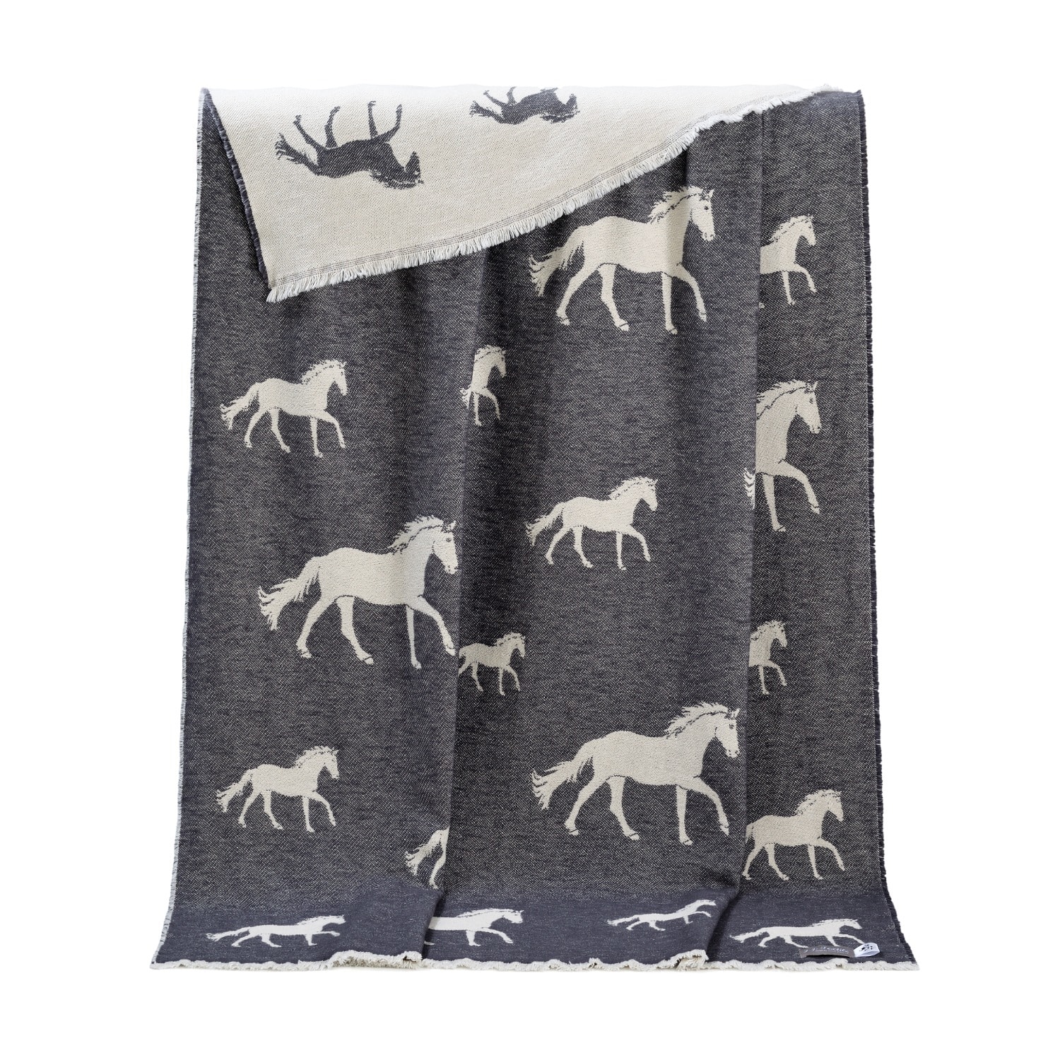 J.j.textile Grey Black Horse Pure Cotton Throw