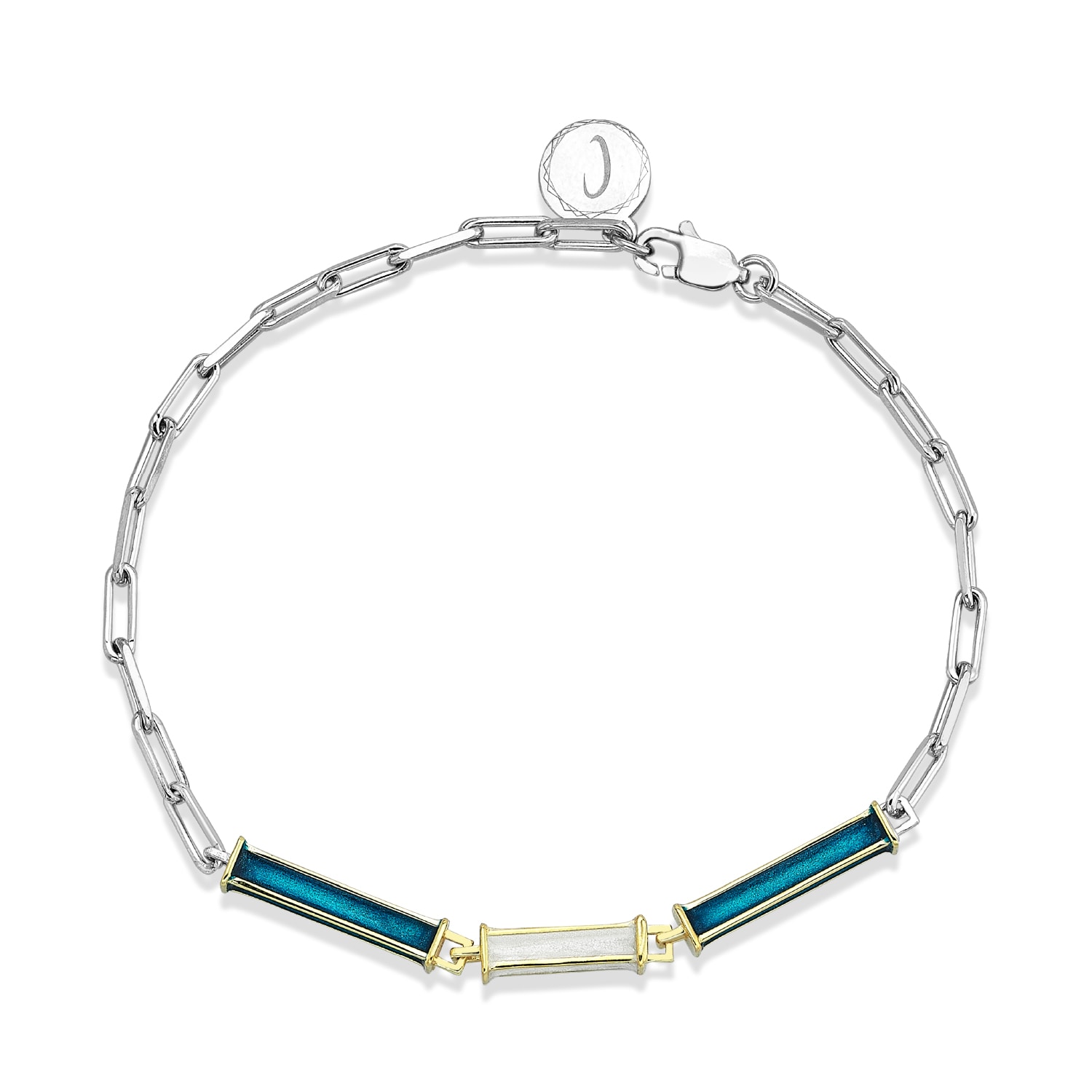C|nd|n By Candan Balto Women's Megaron Silver & Green Enamel Bracelet