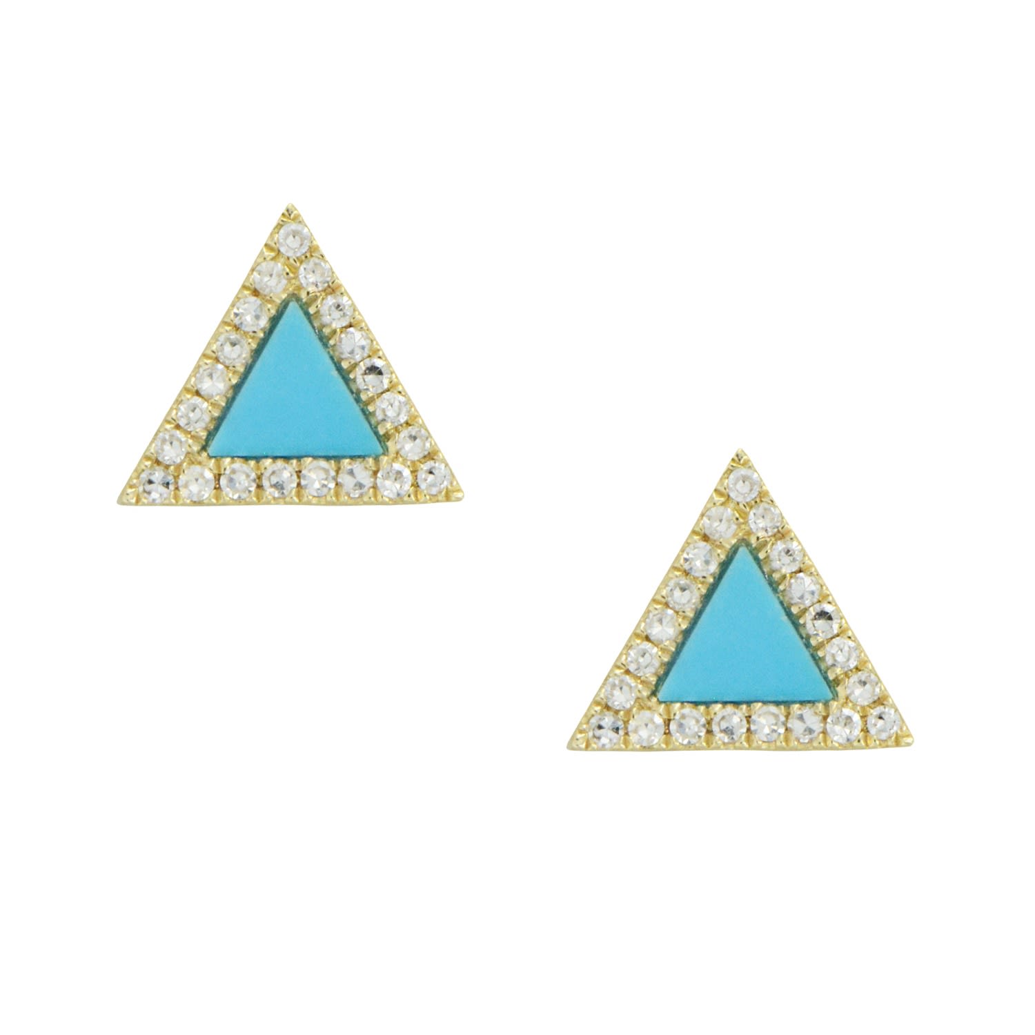 Kamaria Women's Blue Turquoise Triangle Studs In Gold