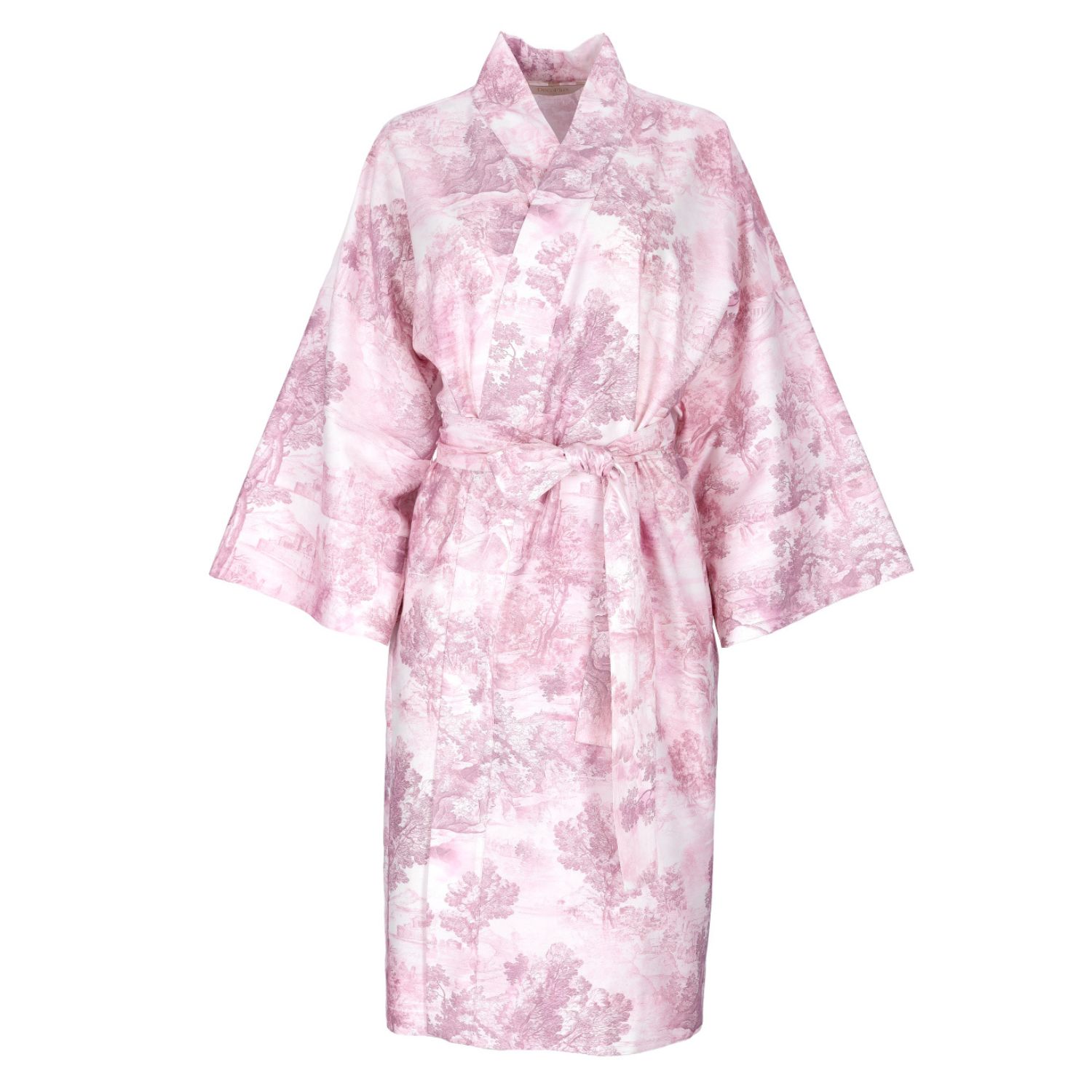 Decoflux Home Cotton Maternity Dressing Gown Toile Pink  & Matching Bag, Mt In Pink