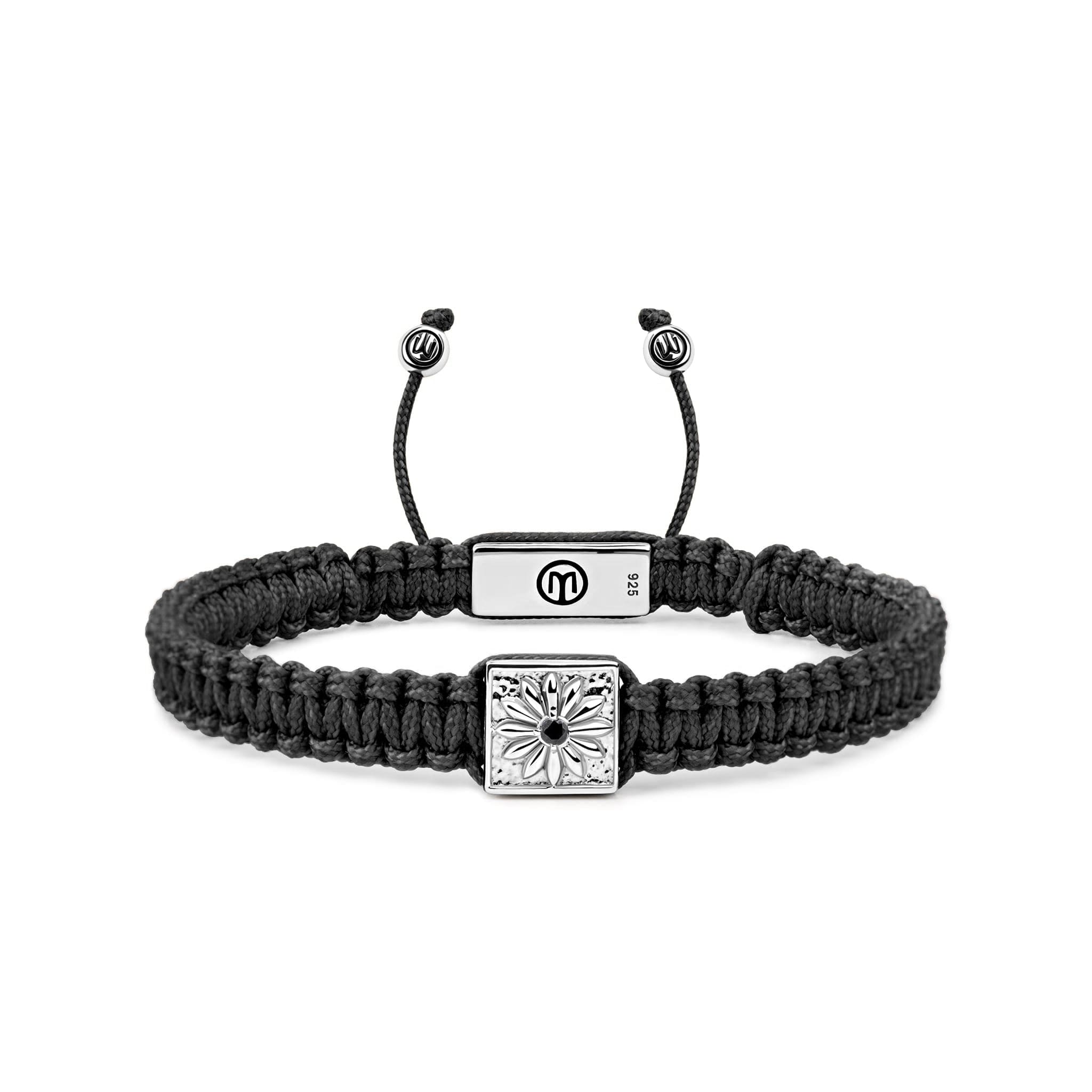 Mahigan Men's Black Macráme Bracelet With Black Moissanite In Silver