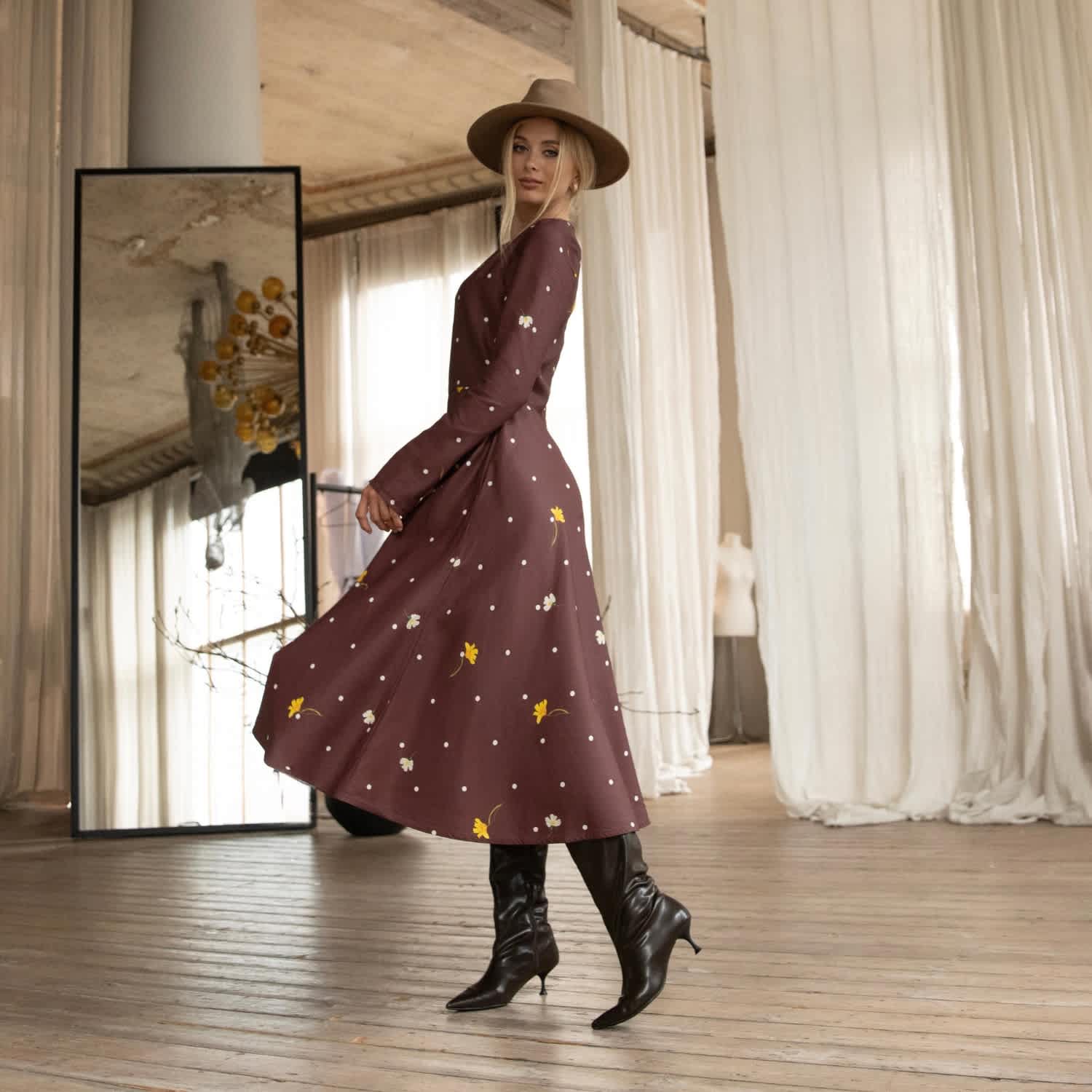 long flare sleeve dress Light Blue Flowy Flared Sleeve Dress X29155