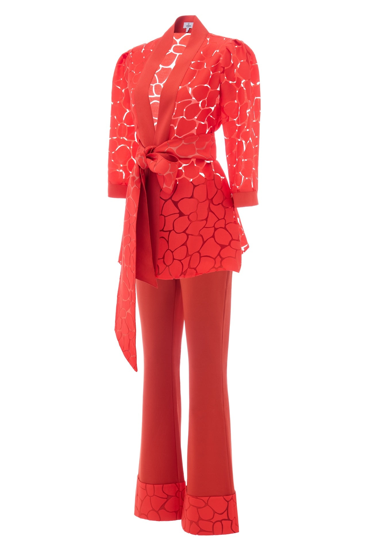 Lioness By Tf Women's Red Doxa Scarlet Two Piece Kimono Jacket & Trousers In Red