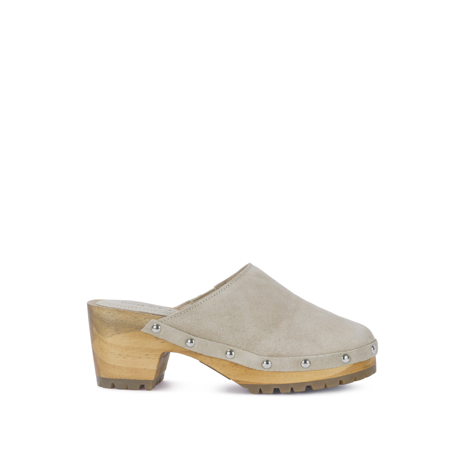 Women's Neutrals Cedrus Fine Suede Studded Clogs Mules In Beige By Rag & Co | 5 Uk | Rag & Co.