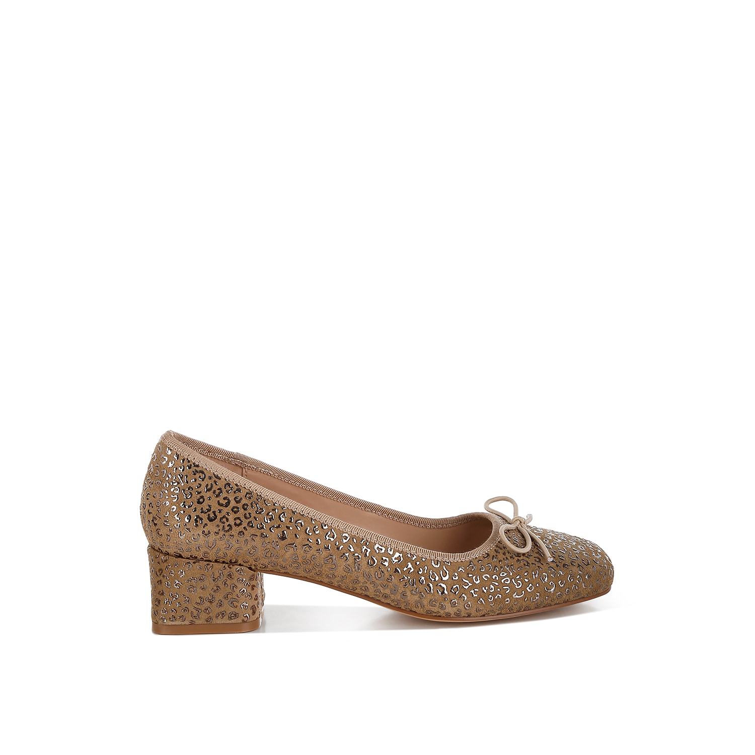 Rag & Co Women's Brown Ningen Leopard Print Block Heel Ballerinas Tan In Brown