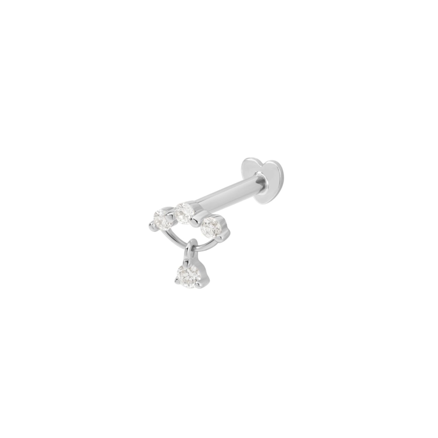 Vanchi Women's Silver 14k Solid White Gold Freda Lab-grown Diamond Flat Back Stud In Silver