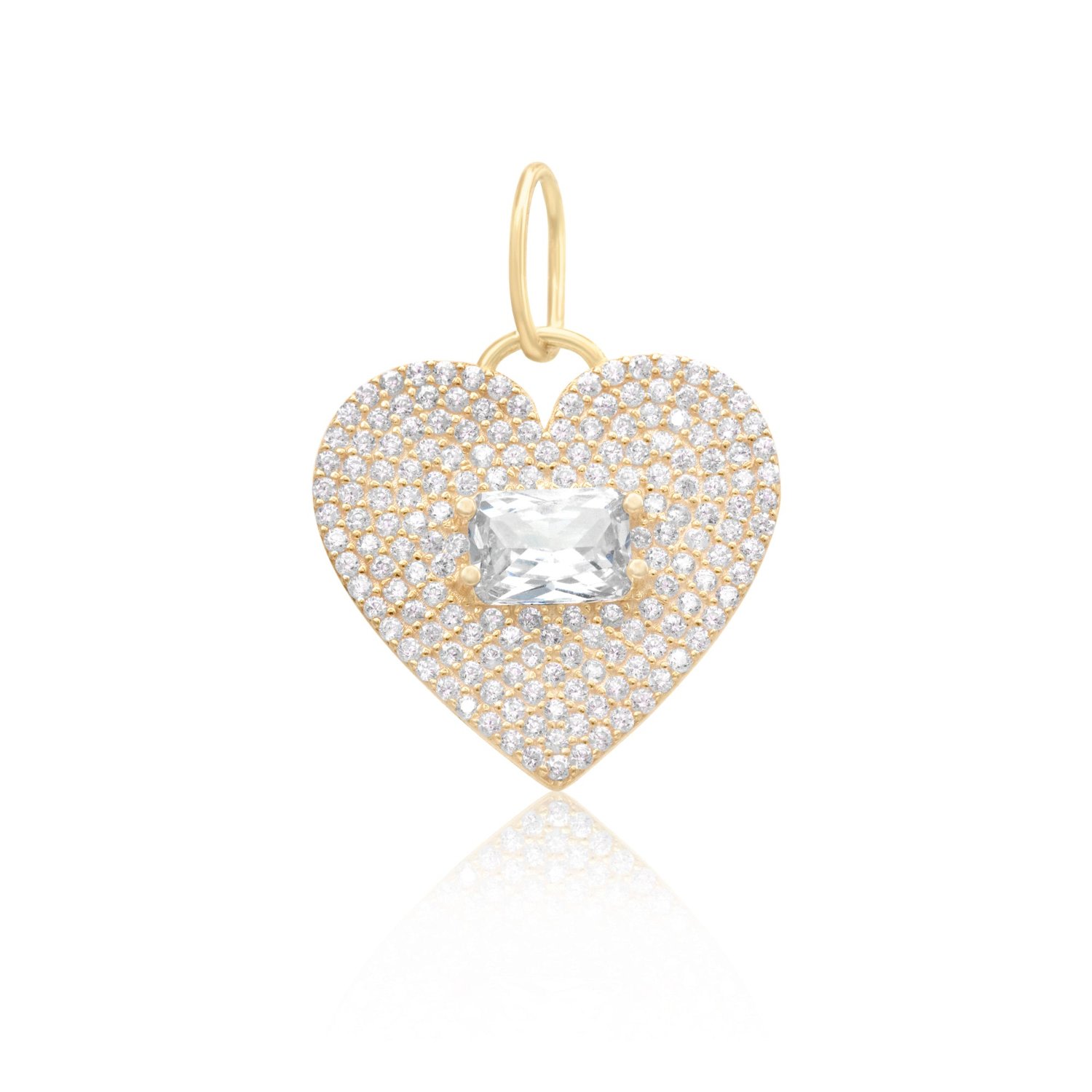 Shymi Women's Gold / White Pave Heart & Stone Charm - Gold & White