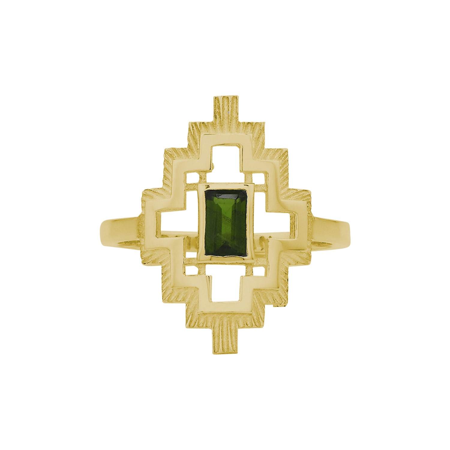 Zoe And Morgan Women's Gold / Green Munay Ring Gold Chrome Diopside In Multi