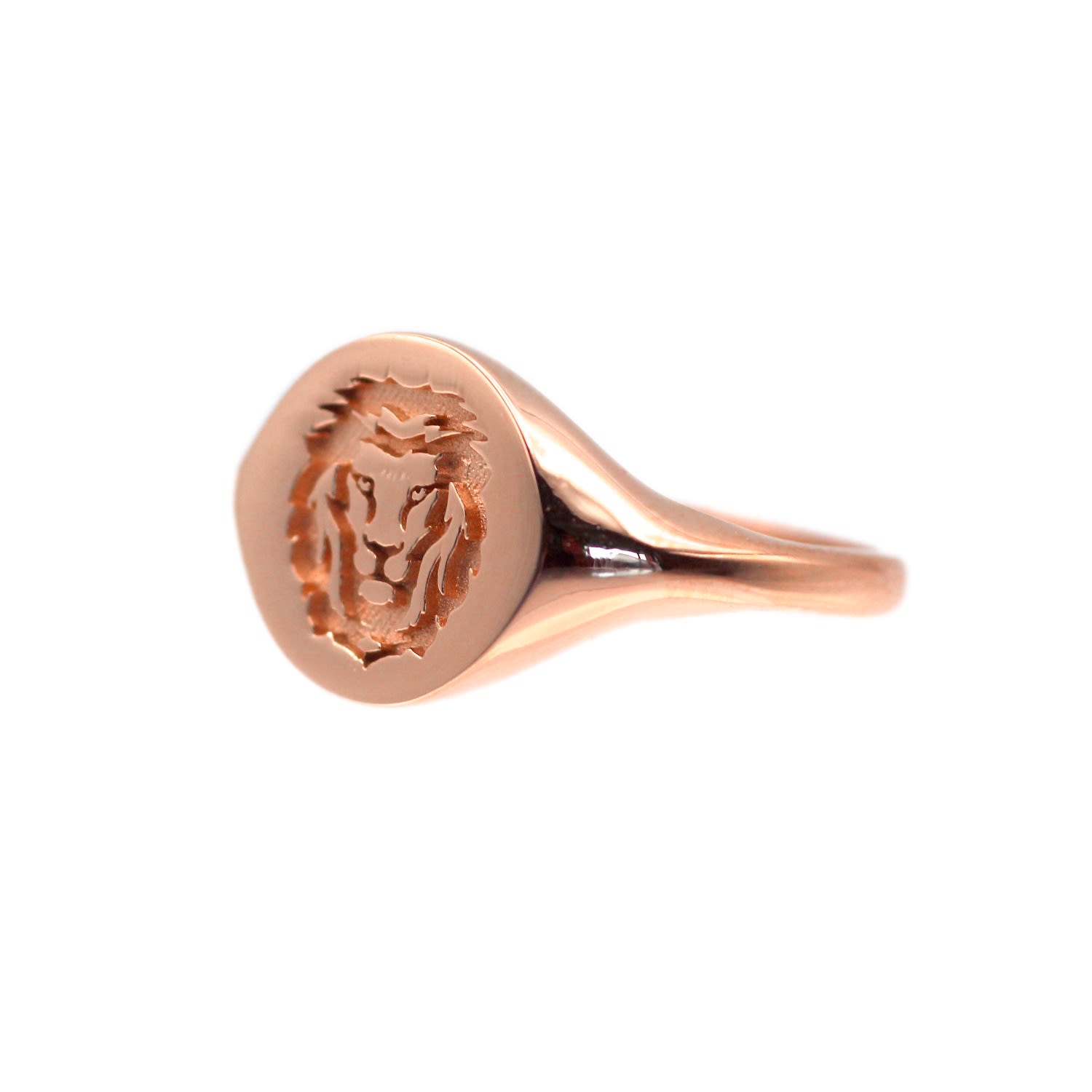 Women’s Rose Gold Lion Signet Rose Solid Gold Ring Vicstonenyc Fine Jewelry