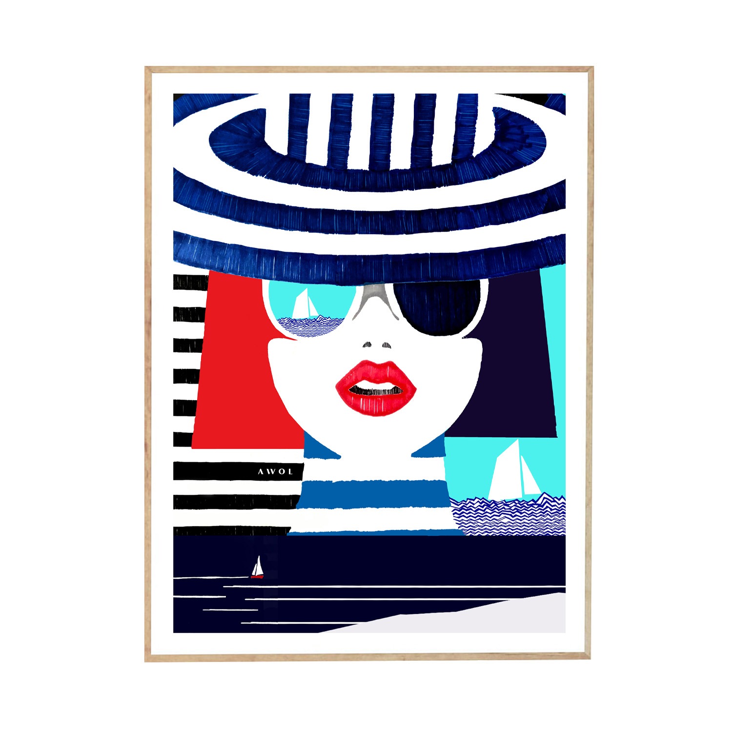 Blue / White / Red Portrait On The French Riviera: Slow Living In Style Art Print A3 297 X 420Mm Awol