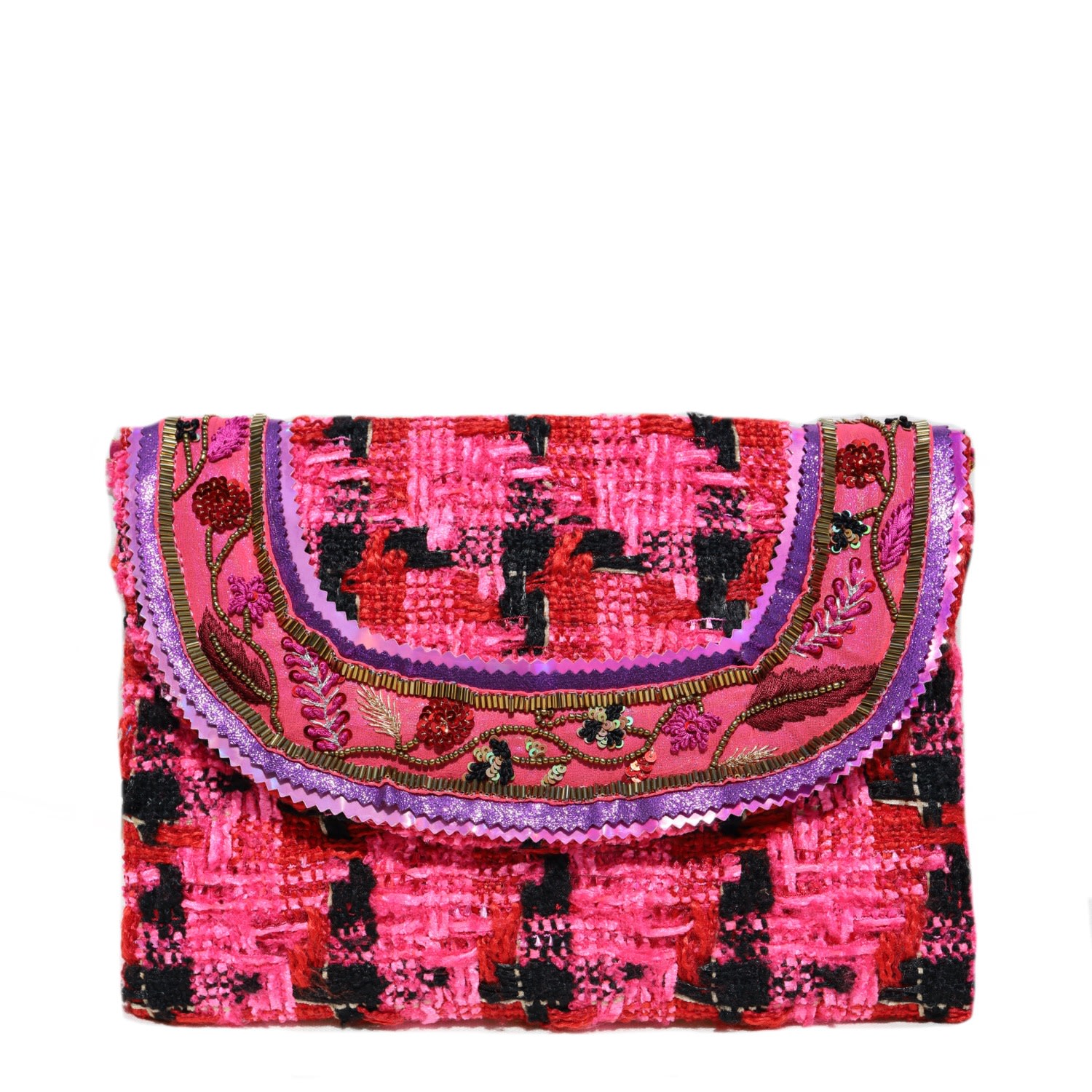 Simitri Women's Pink Magenta Tweed Envelope In Pink