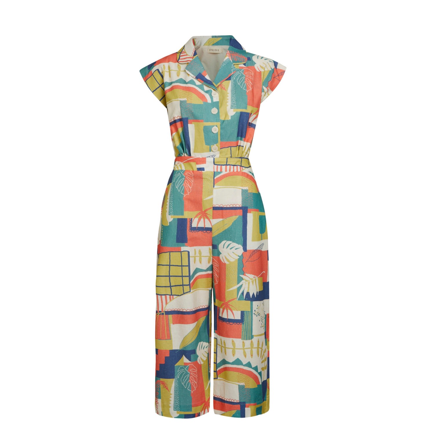 Women’s Blue / Yellow / Orange Francesca - Abstract Jumpsuit XXL Palava