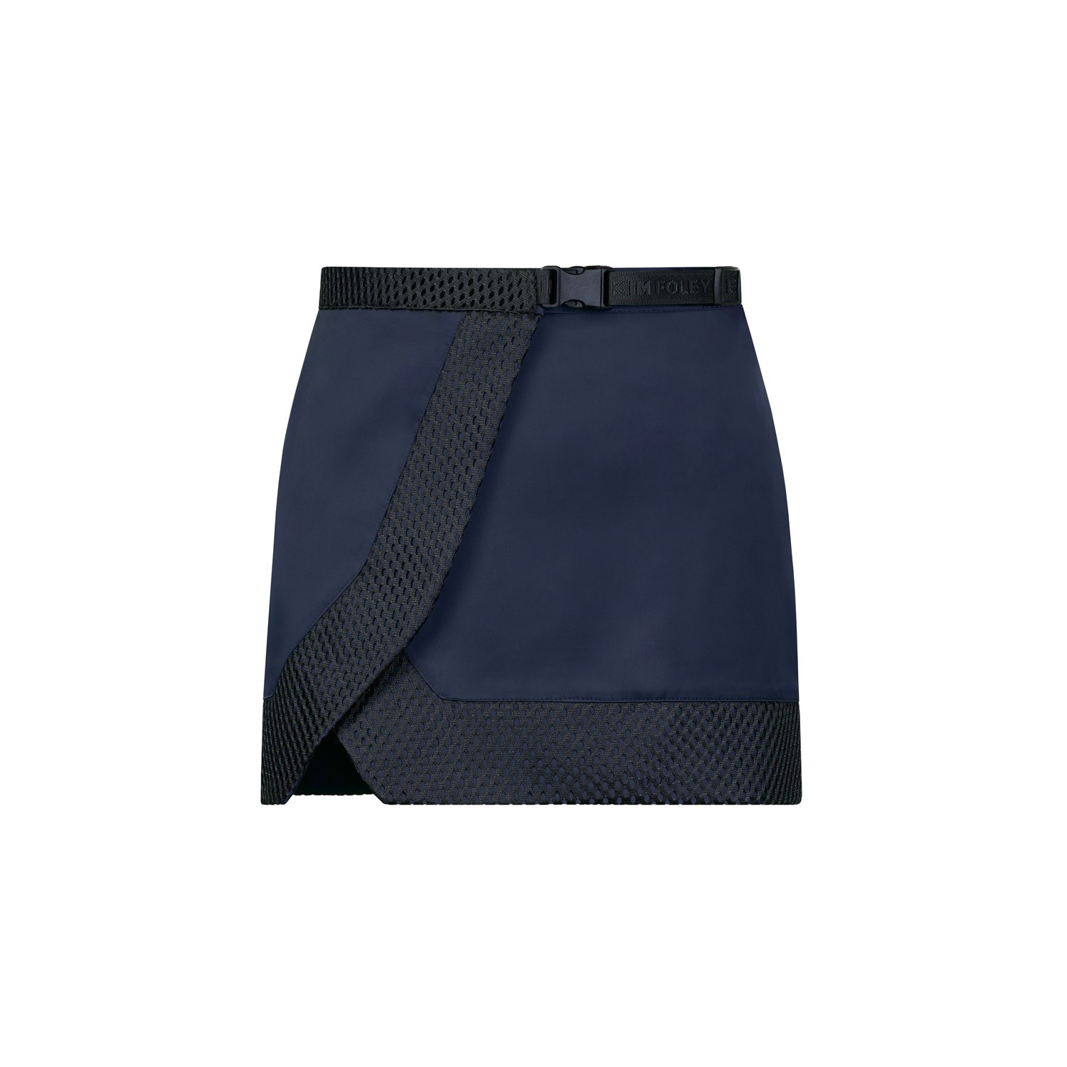 Kim Foley Women's Blue / Black Navy-black Satin Athletic Wrap Shortie Skirt In Blue/black