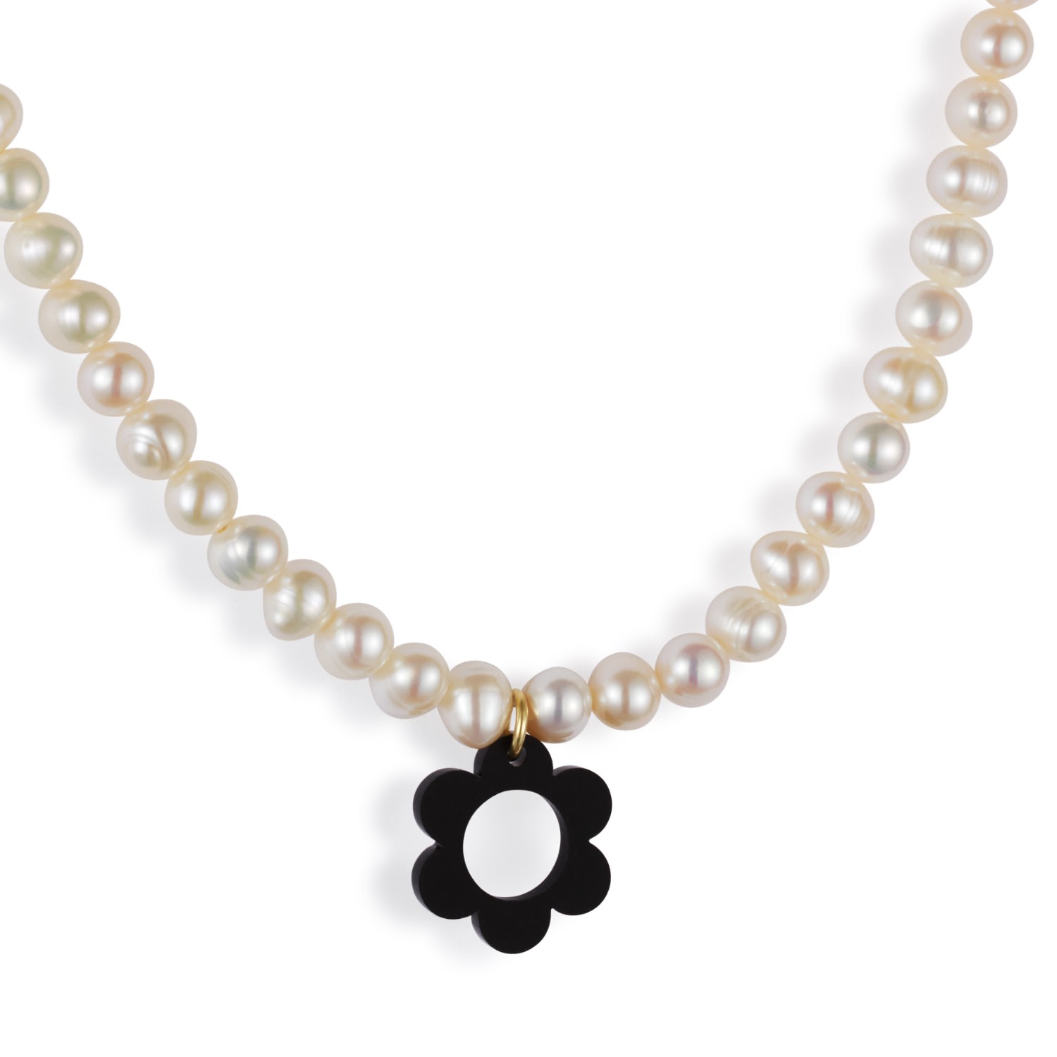 Toolally Women's Black / White Flower Pearl Choker - Black In Neutral