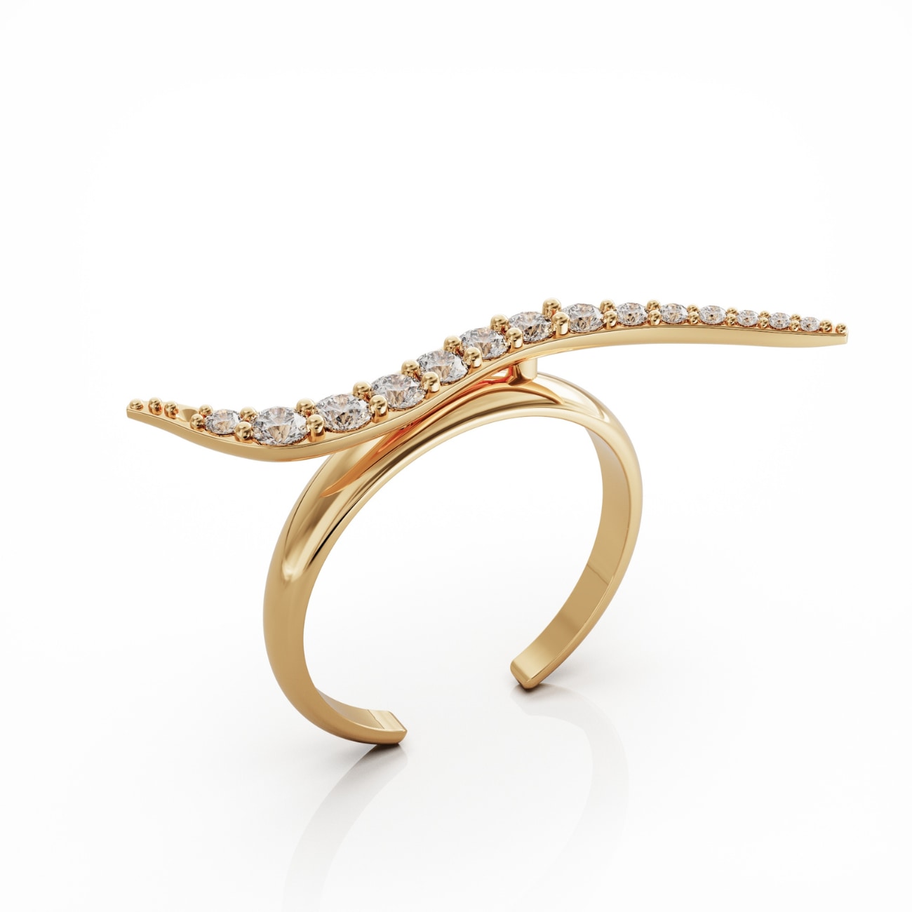 Linda Fiore Women's Gold / White Swirl Ring Gold With Clear Cz
