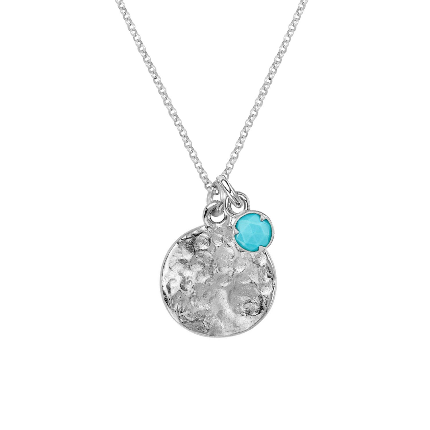 Dower & Hall Men Hammered Disc & Turquoise Array Pendant In Silver In Metallic