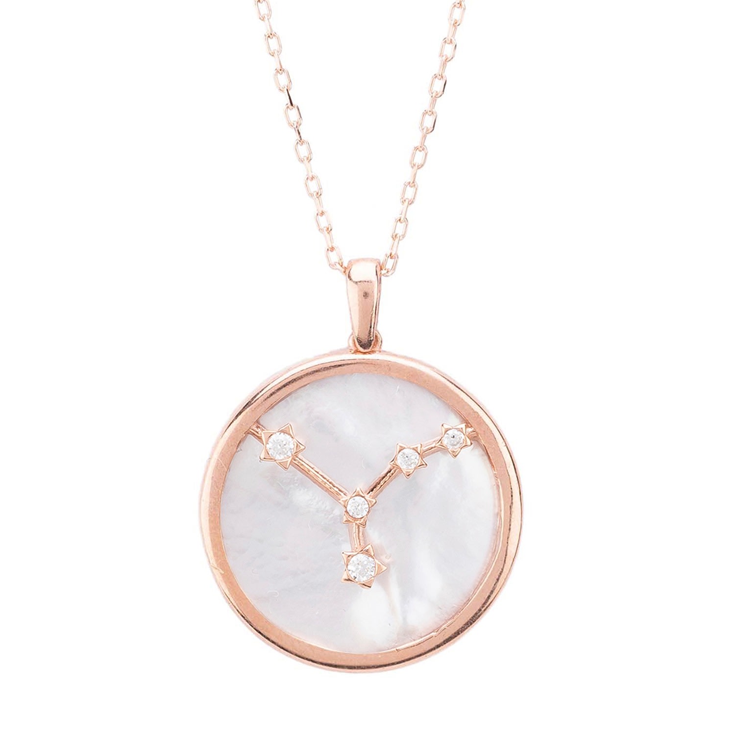 Women’s Rose Gold / White Zodiac Mother Of Pearl Gemstone Star Constellation Pendant Necklace - Cancer Latelita