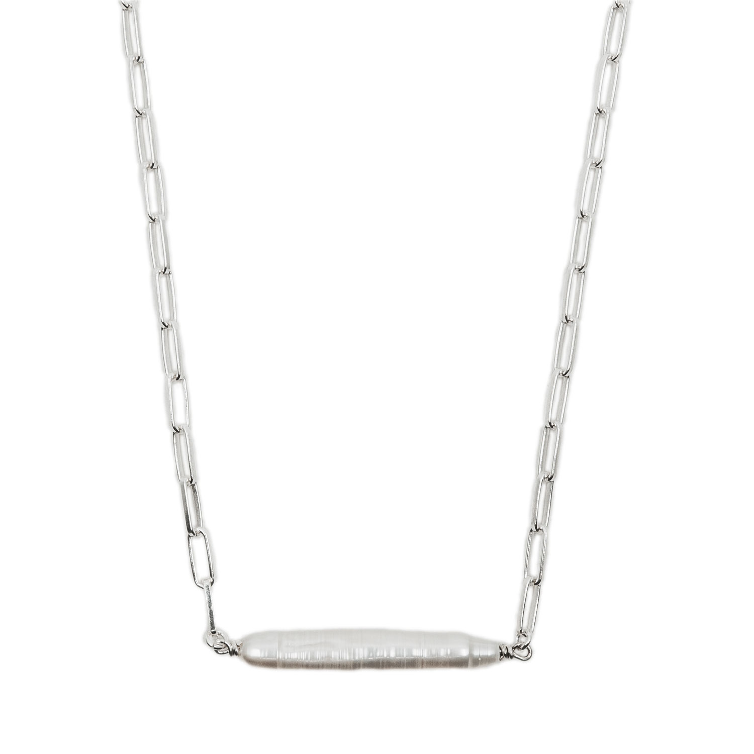Nakiit Women's White / Silver Needle Pearl Necklace – Sterling Silver In Multi