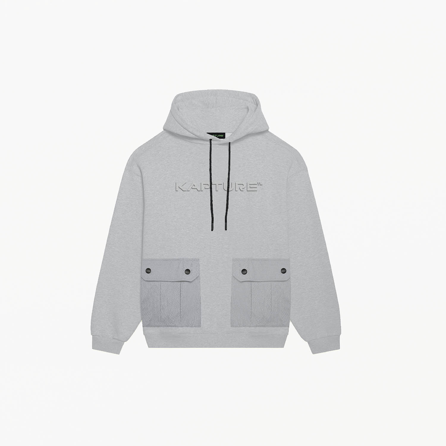 Kapture Unisex Travel Logo-print Pocket Hoodie - Grey In Grey