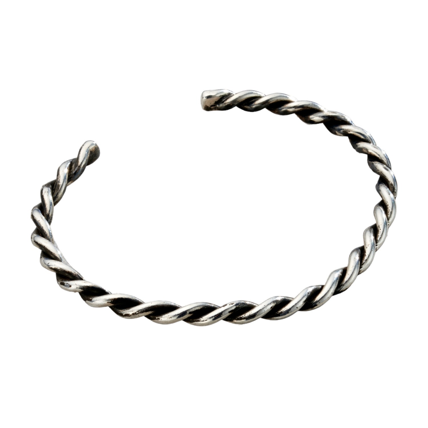 Posh Totty Designs Silver / Black Men's Twisted Oxidised Sterling Silver Cuff In Multi