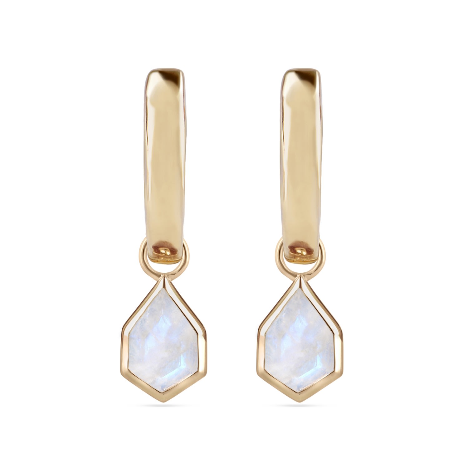 Women’s Moonstone Kite Hoop Earrings 9K Gold Zohreh V. Jewellery