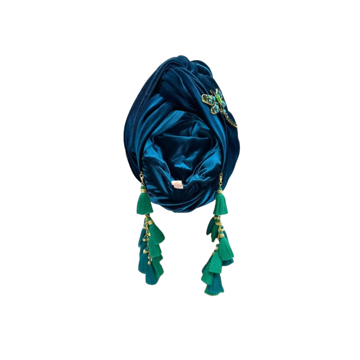 Julia Clancey Women's Blue Dragon Fly Teal Velour Chacha Turban In Blue