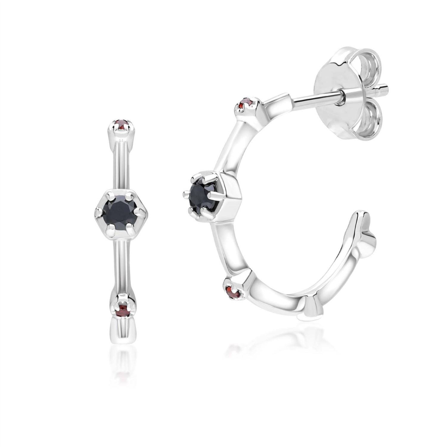 Women’s Modern Glam Spinel & Garnet Sterling Silver Mini Hoop Earrings Gemondo