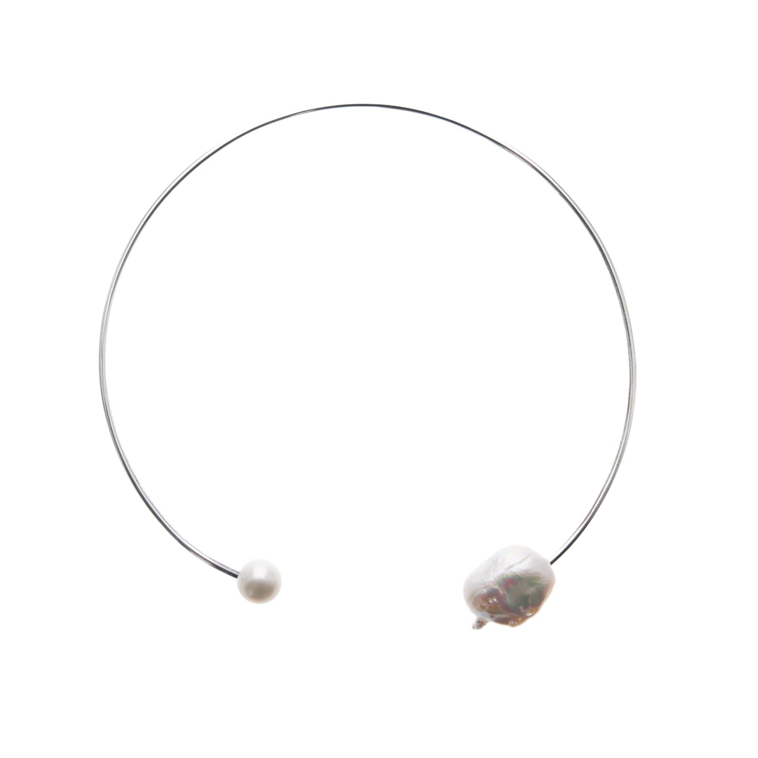 Silver Moon Women's Sterling Silver Necklace With Pearls - White Moon In Metallic