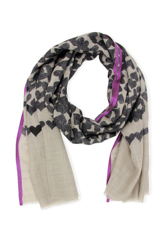 Saachi Women's Wool Silk Heart Striped Scarf