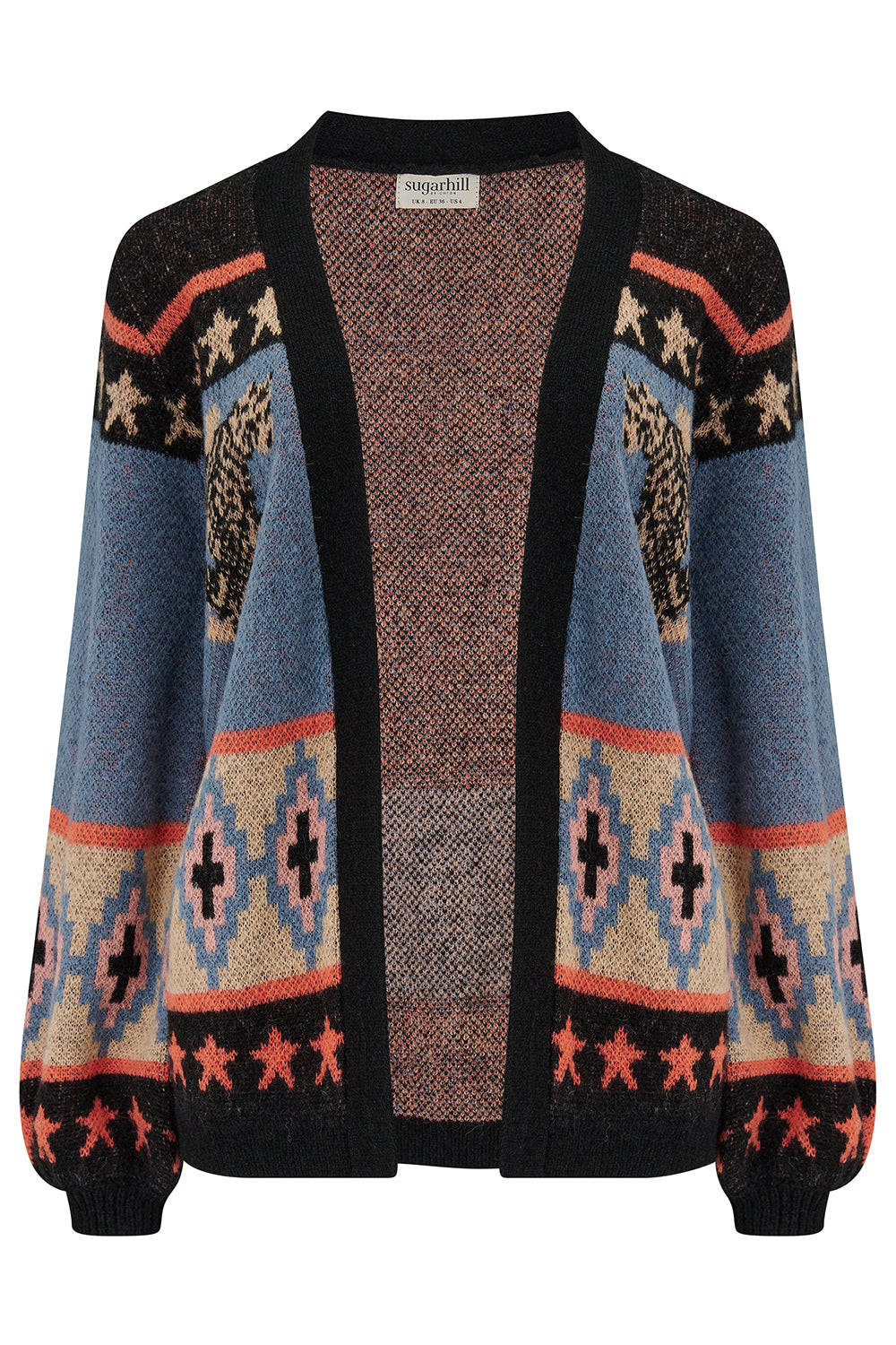 Sugarhill Brighton Women's Blue / Black Yvette Cardigan Multi, Climbing Tigers