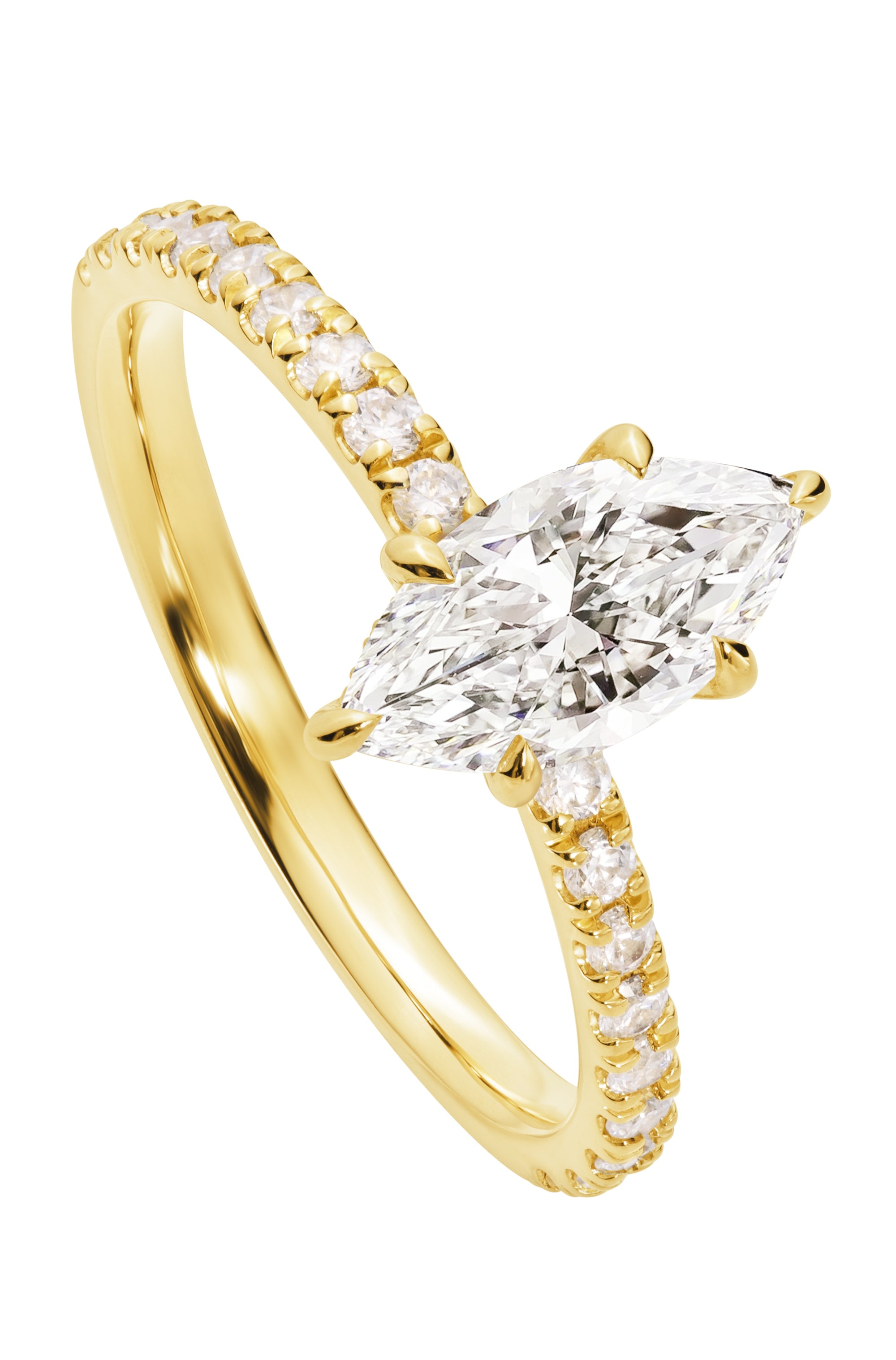 Women’s Maeve Yellow Gold Marquise Hidden Halo Lab Grown Diamond Ring Created Brilliance