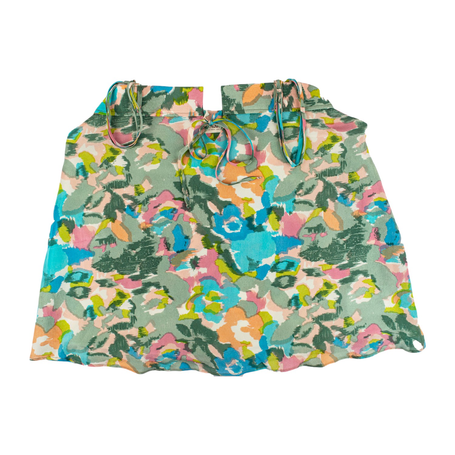 Stovaria Women's Green Printed Crepe Silk Camisole Top: Tie-front Floral Cami