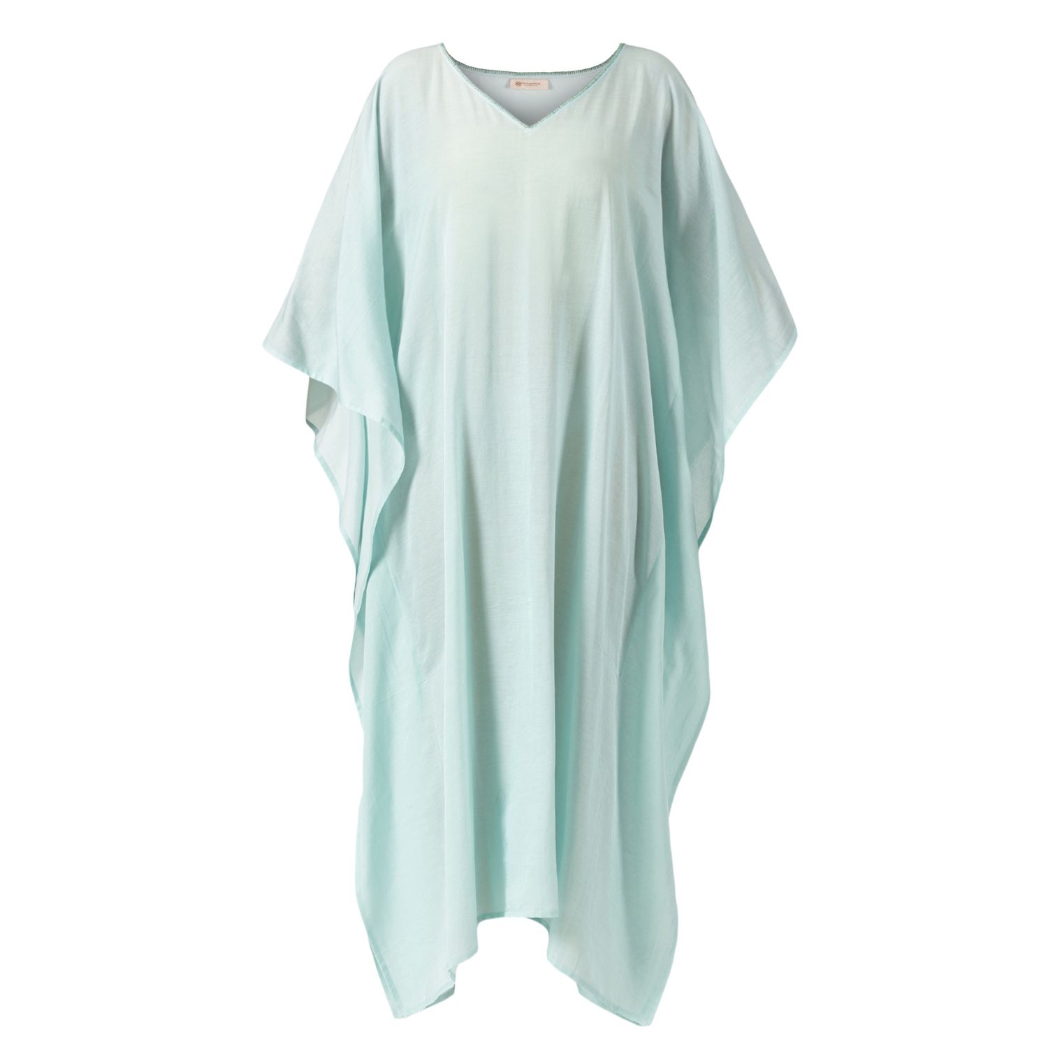 Heritagemoda Women's Blue / Green Organic Silk Cotton Light Teal Long Kaftan