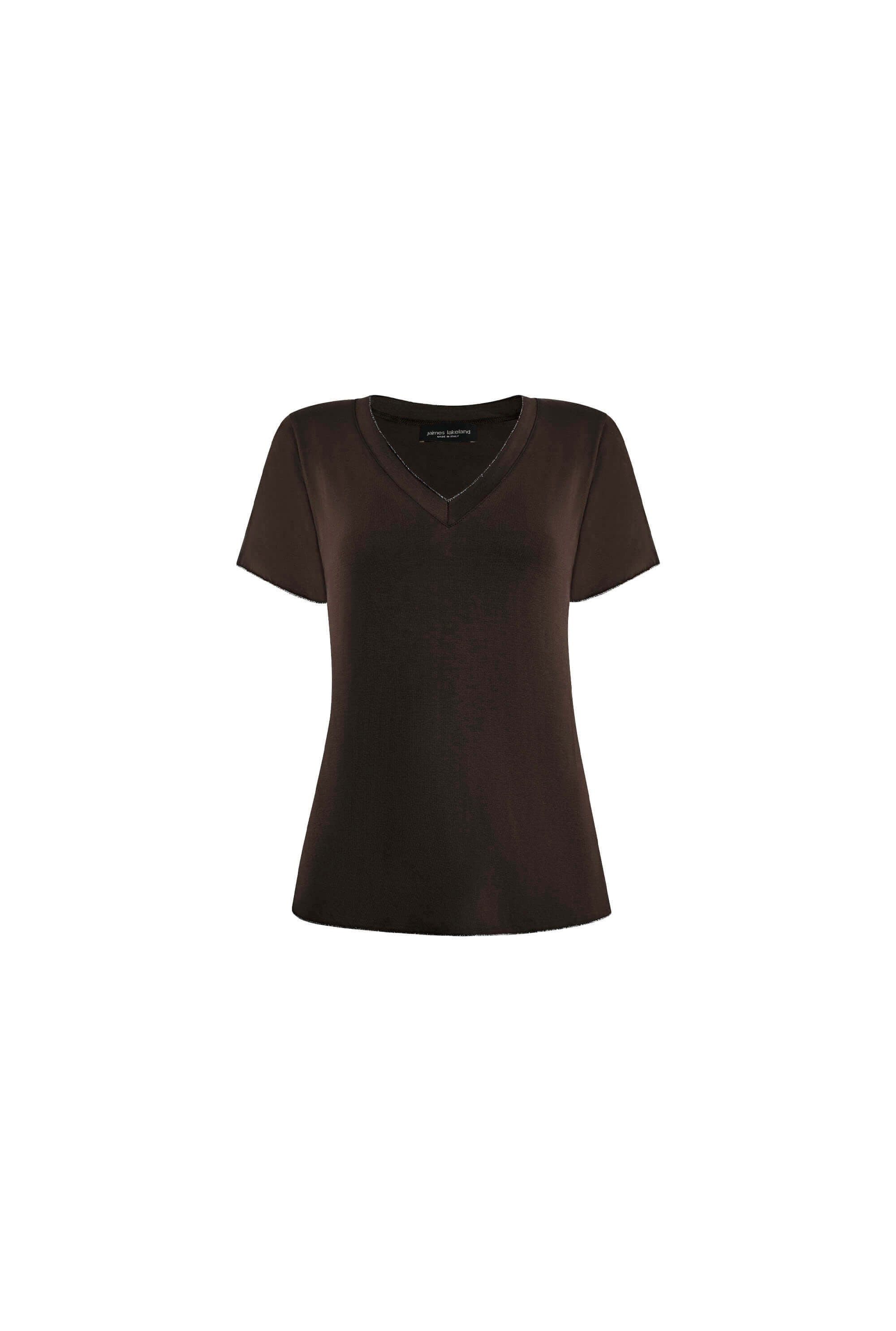 James Lakeland Women's Brown V-neck T-shirt In Brown
