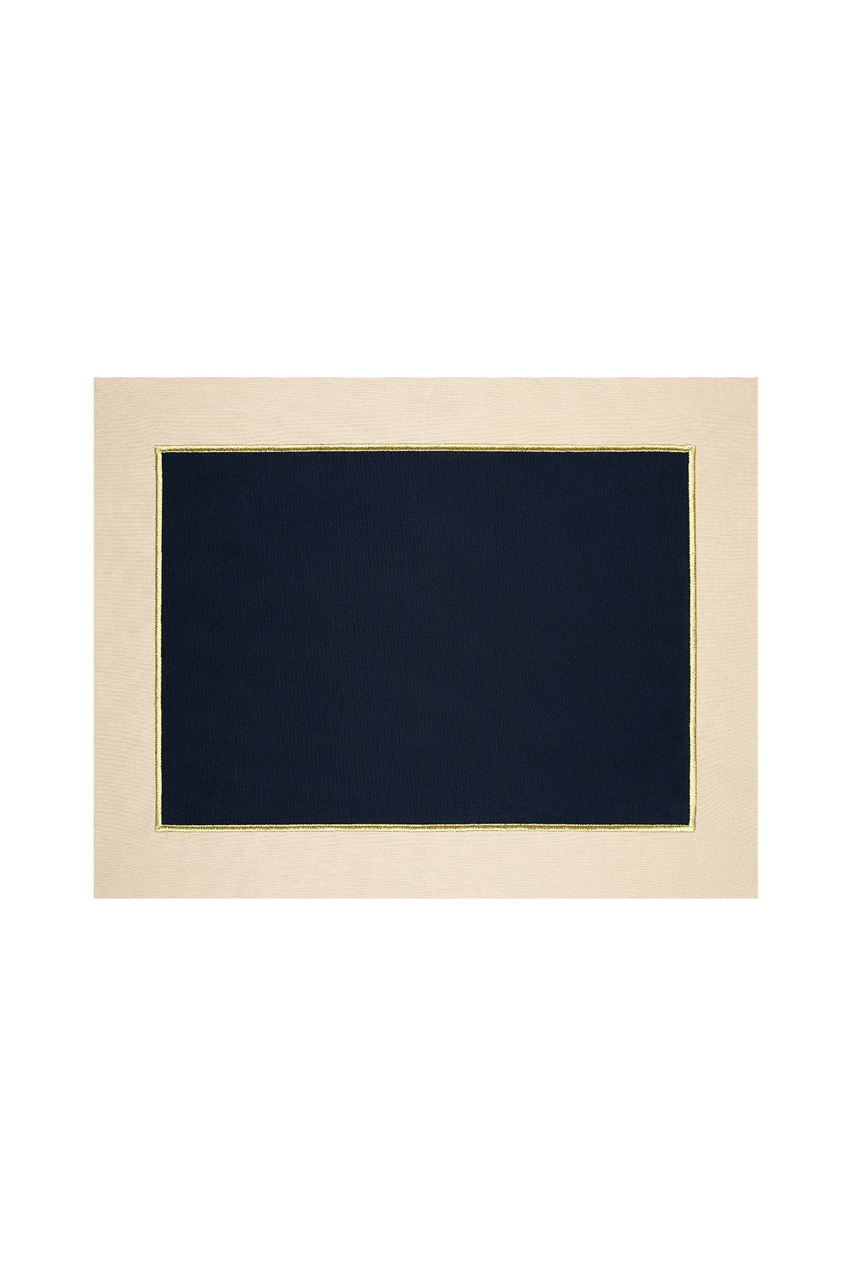 Roumélie Orientale Navy Blue & Beige With Gold Embroidered, Timeless Placemat Set Of Four -midnight Shine In Blue